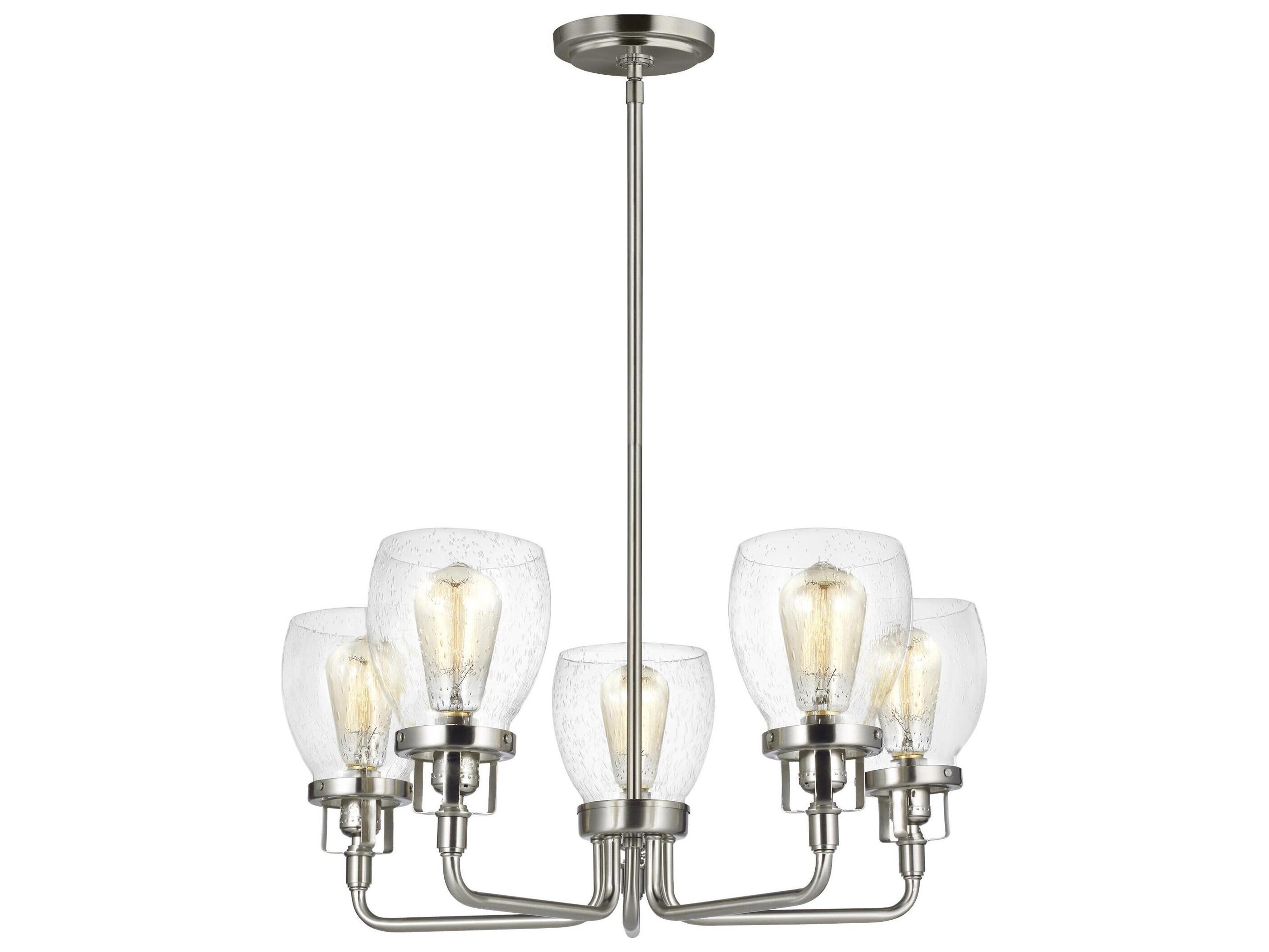 Generation Lighting Belton 5-Light Brushed Nickel Glass Bell Chandelier