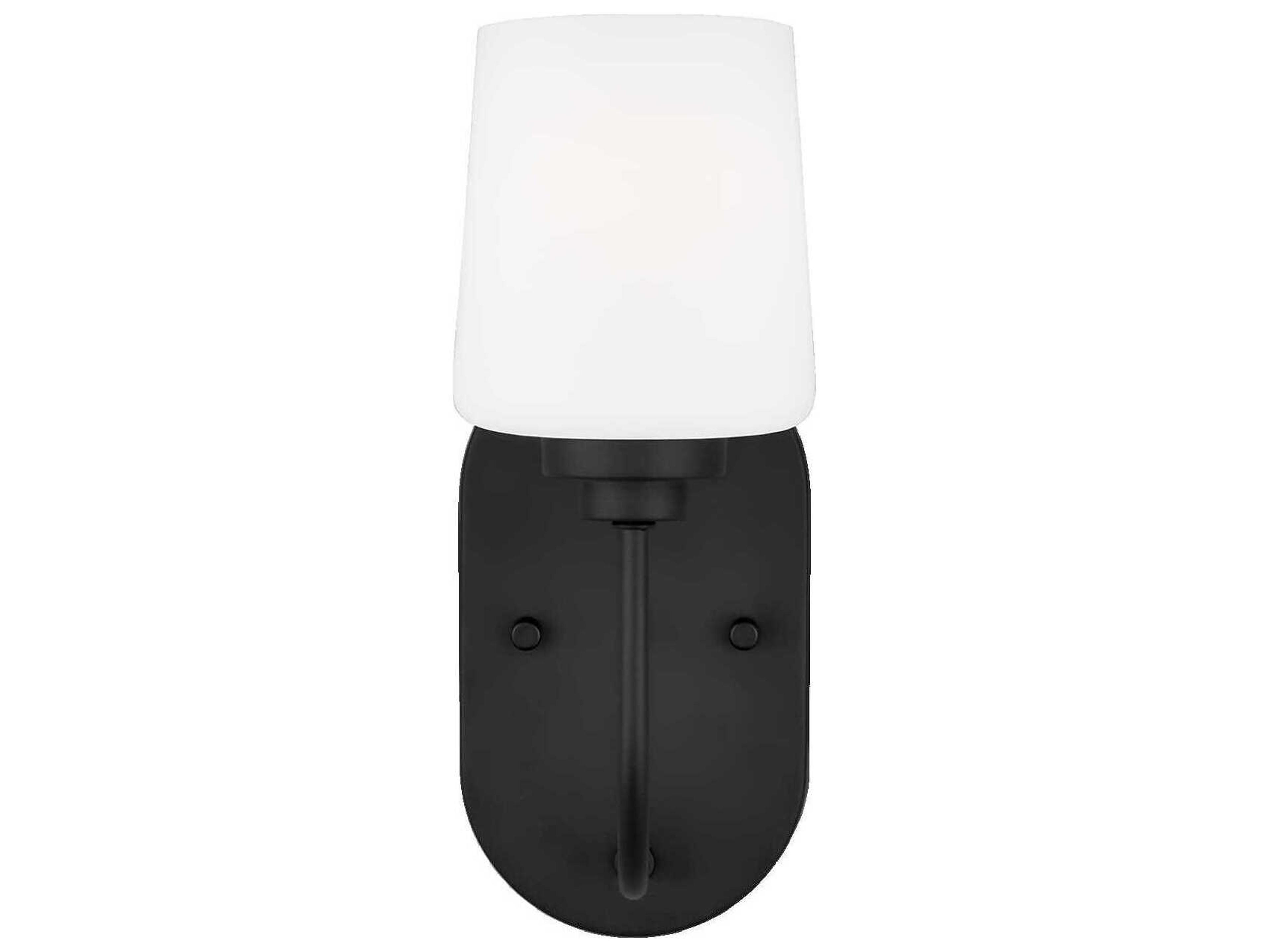 Generation Lighting Windom 1-Light Midnight Black Glass Wall Sconce