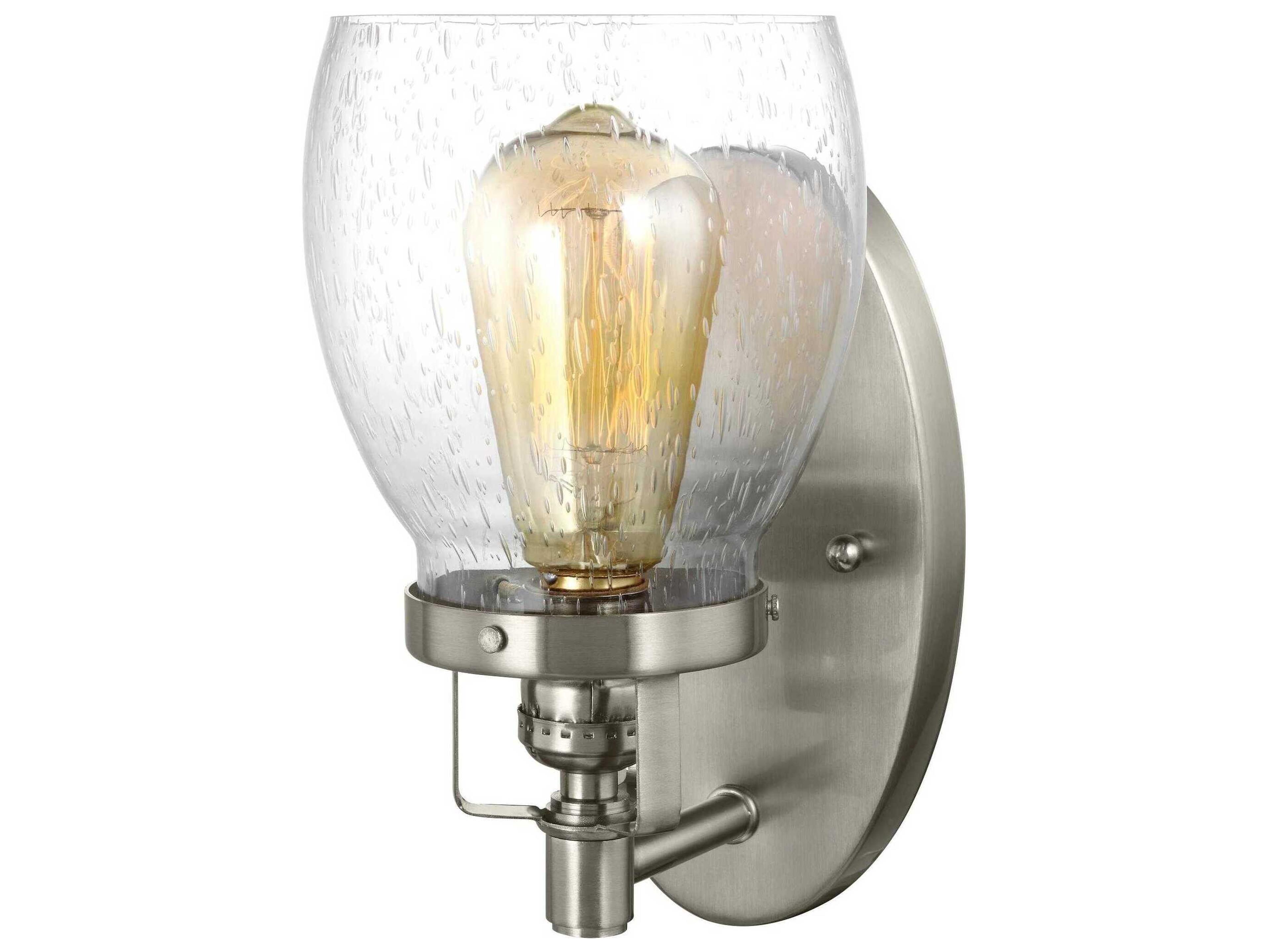 Generation Lighting Belton 1-Light Brushed Nickel Glass Wall Sconce