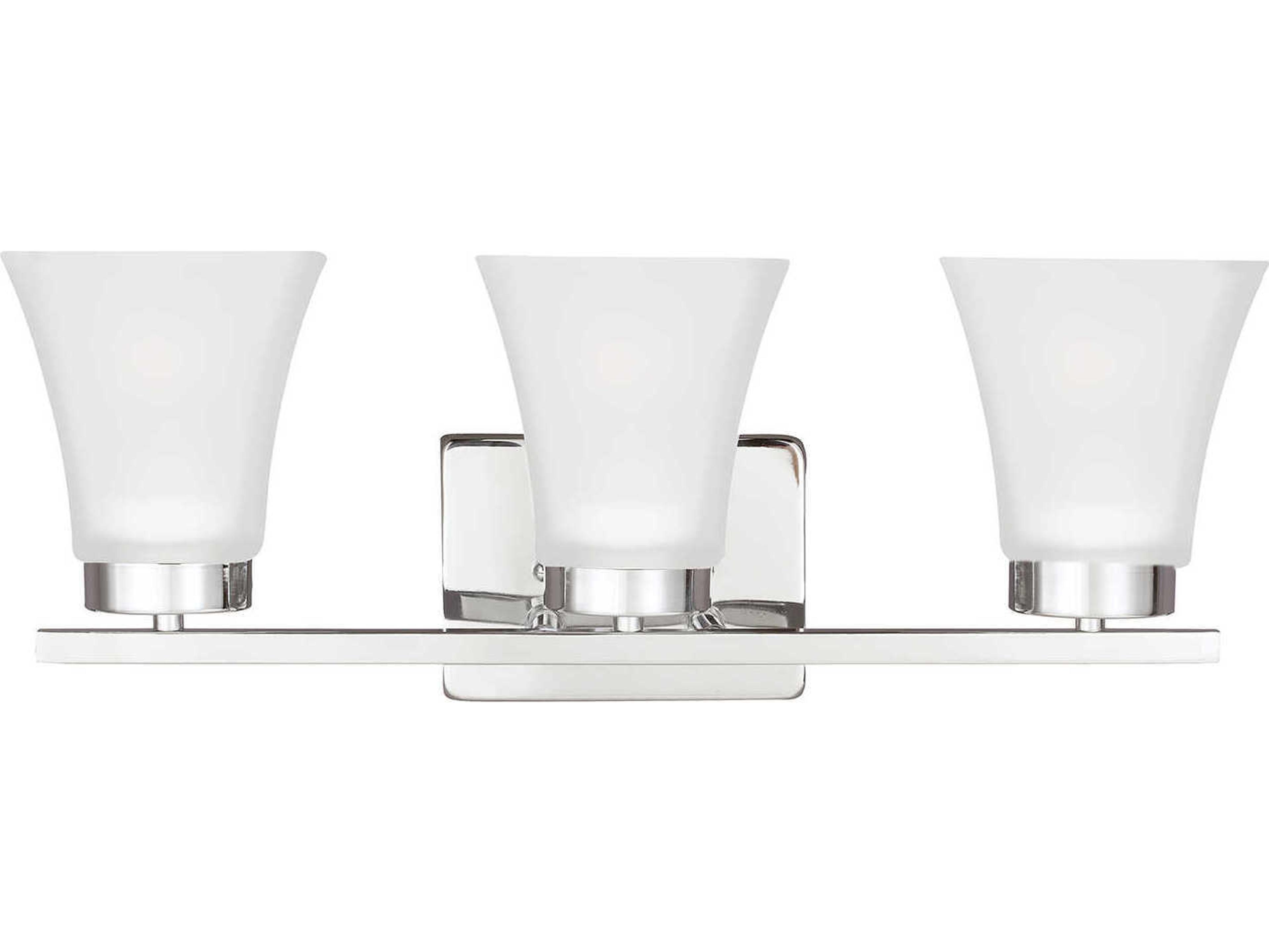 Generation Lighting Bayfield 3-Light Chrome Glass Vanity Light