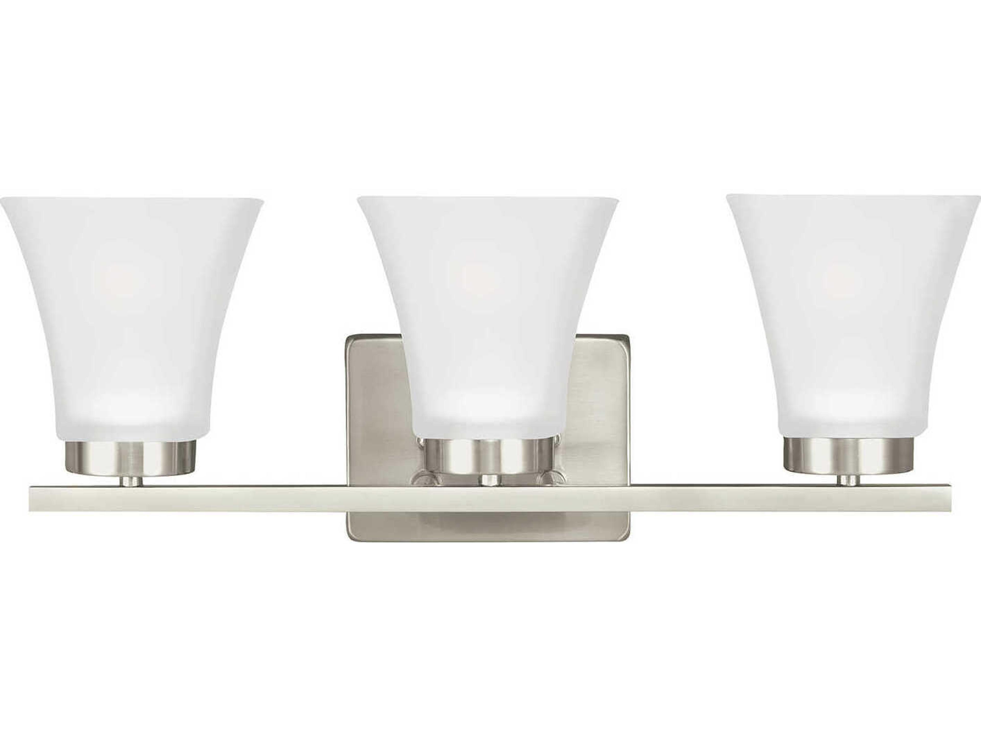 Generation Lighting Bayfield 3-Light Brushed Nickel Glass Vanity Light