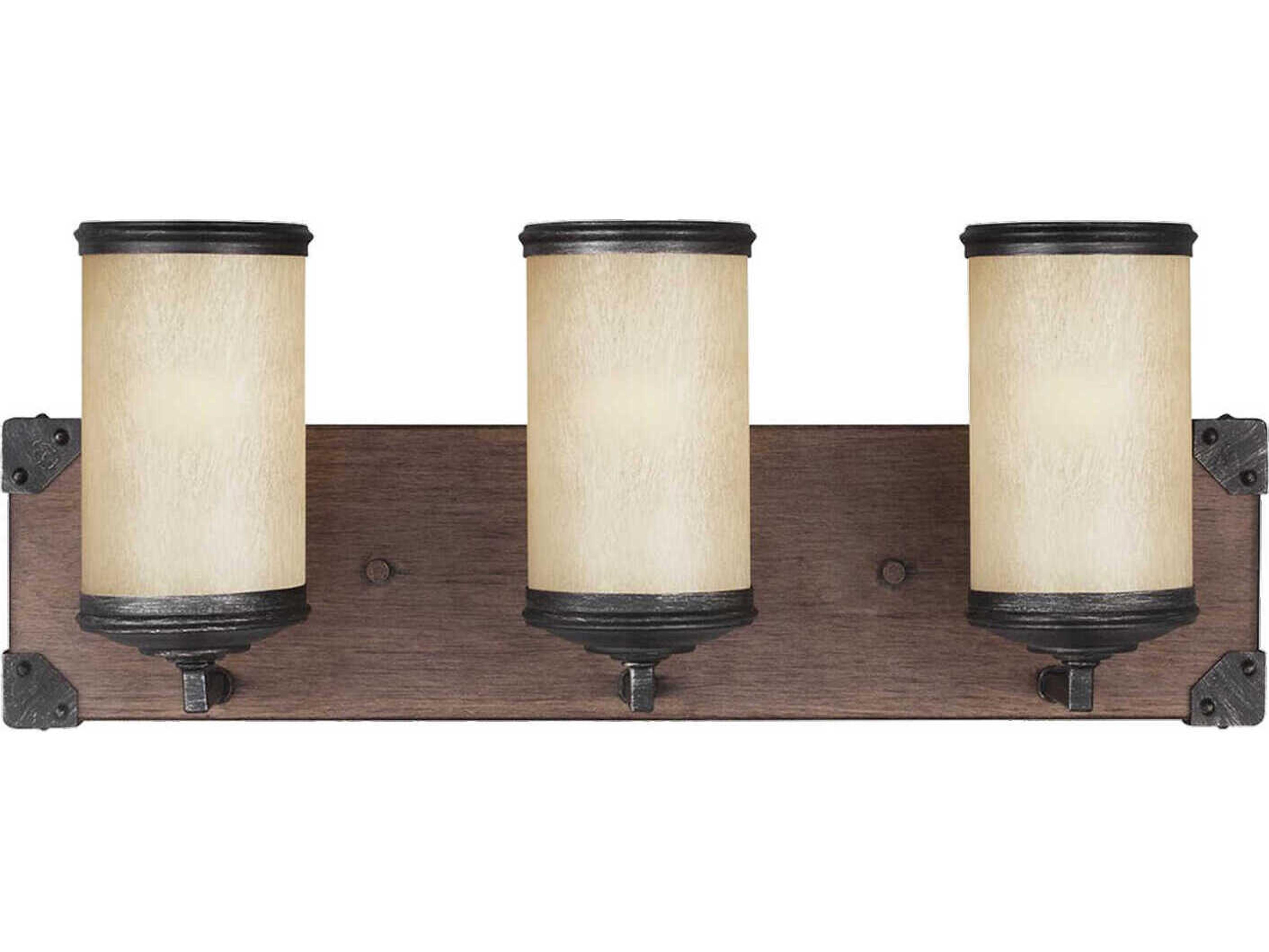 Generation Lighting Dunning 3-Light Stardust Black Glass Vanity Light