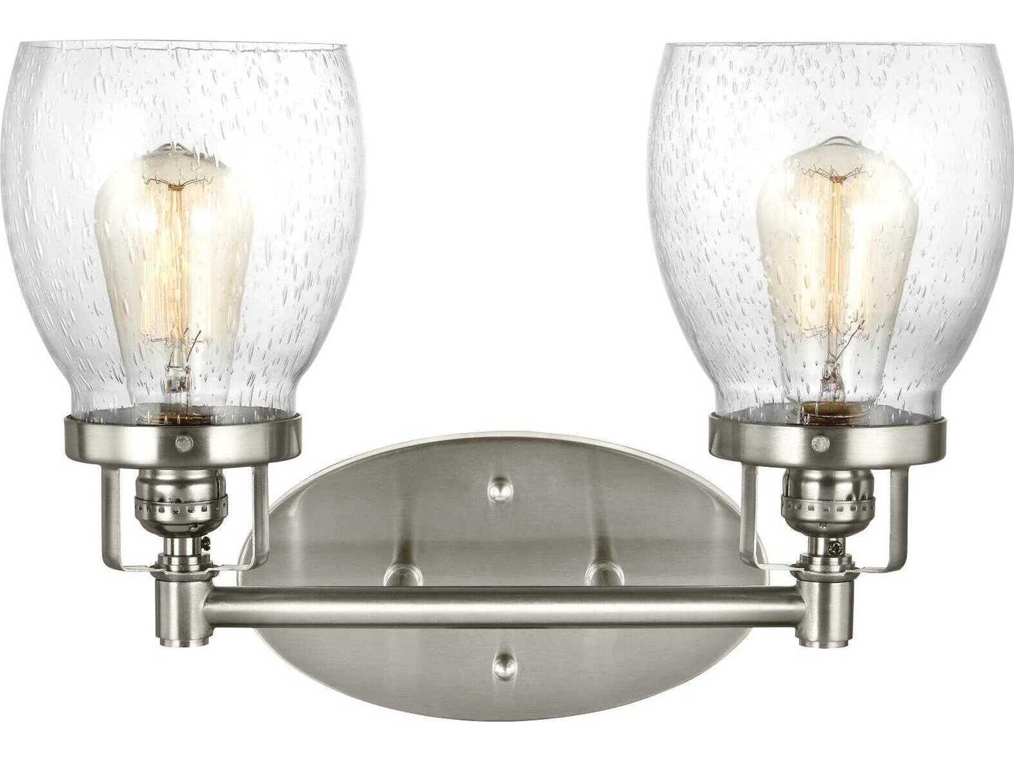 Generation Lighting Belton 2-Light Brushed Nickel Glass Vanity Light