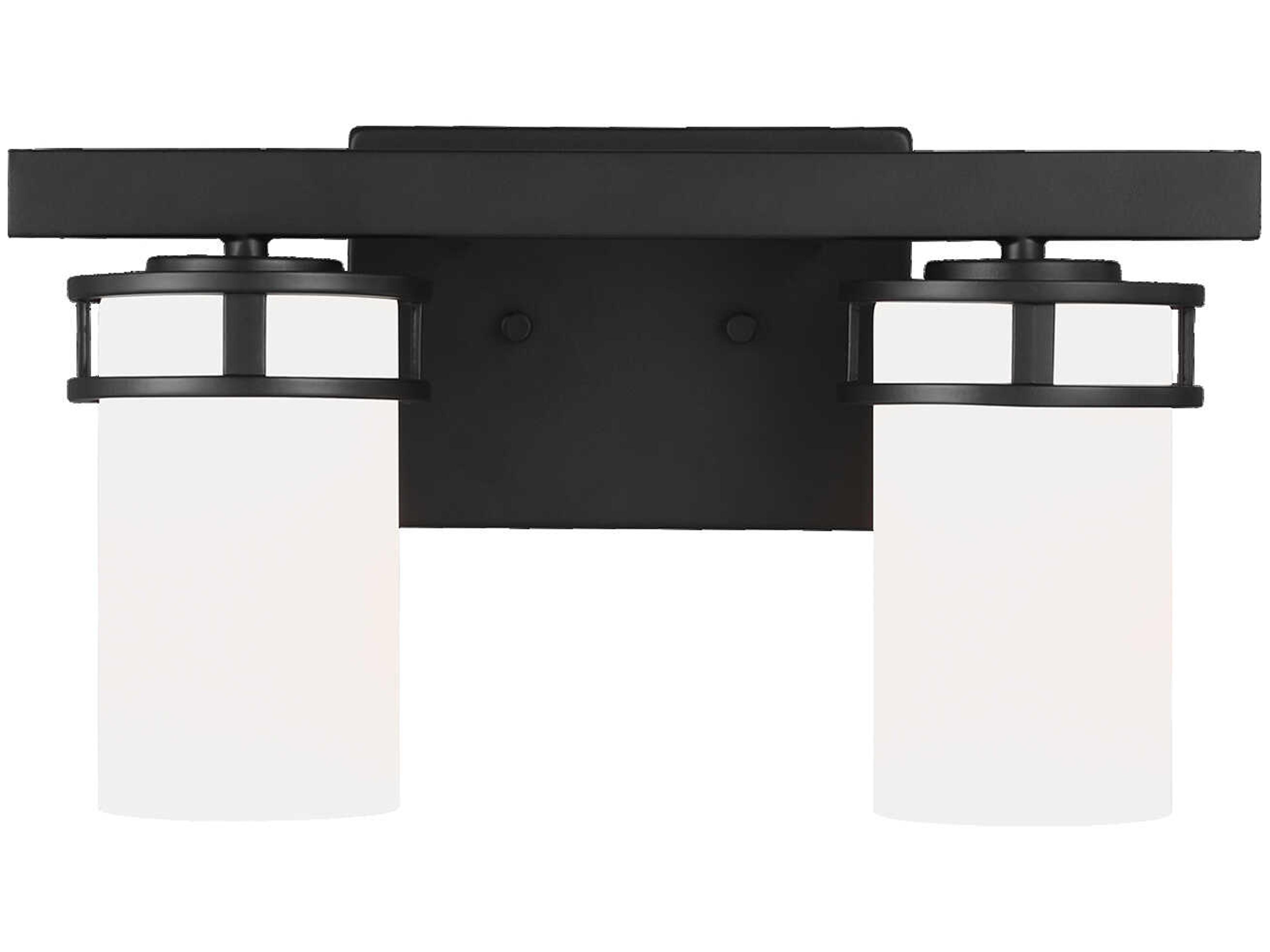 Generation Lighting Robie 2-Light Midnight Black Glass Vanity Light