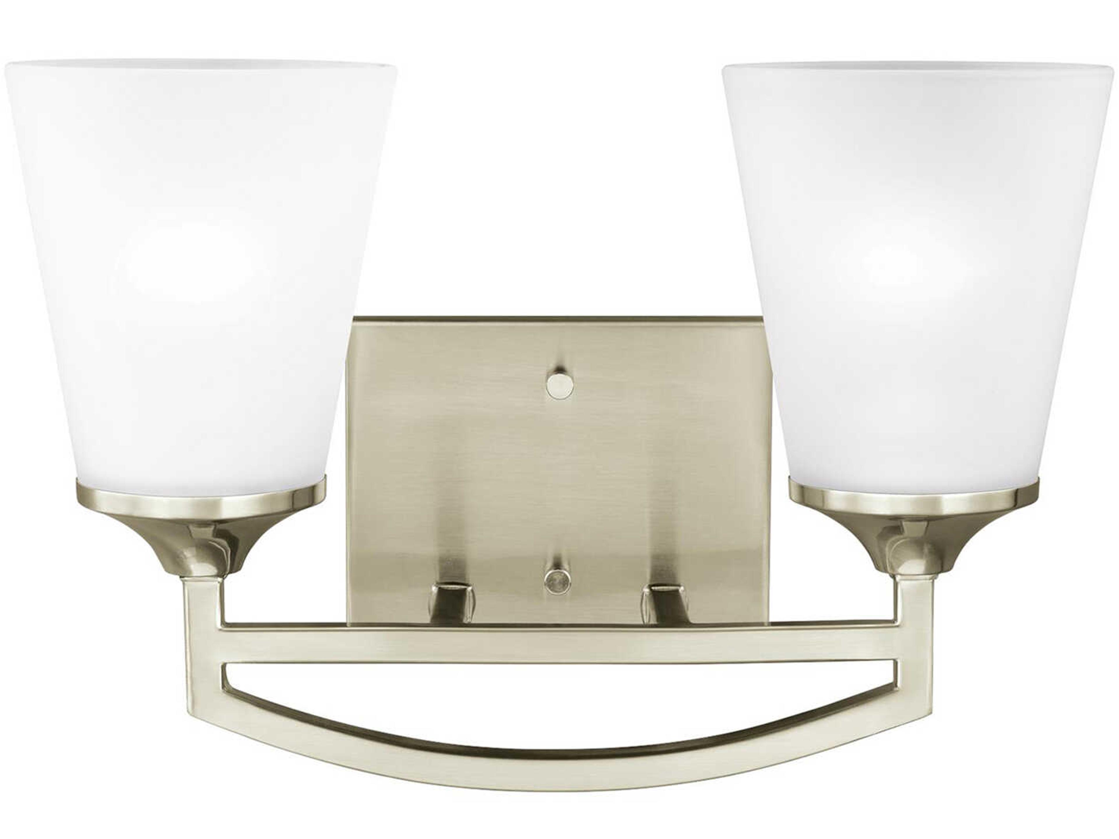 Generation Lighting Hanford 2-Light Brushed Nickel Glass Vanity Light