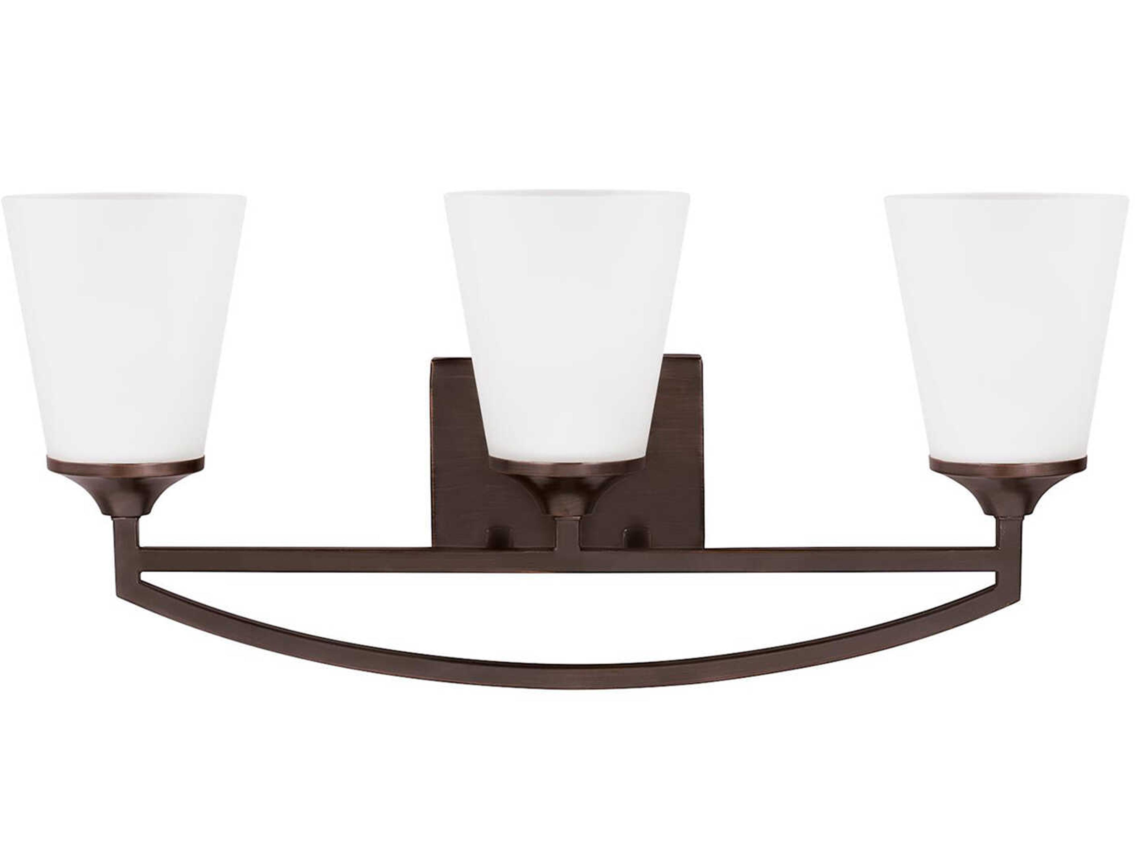 Generation Lighting Hanford 3-Light Bronze Glass Vanity Light