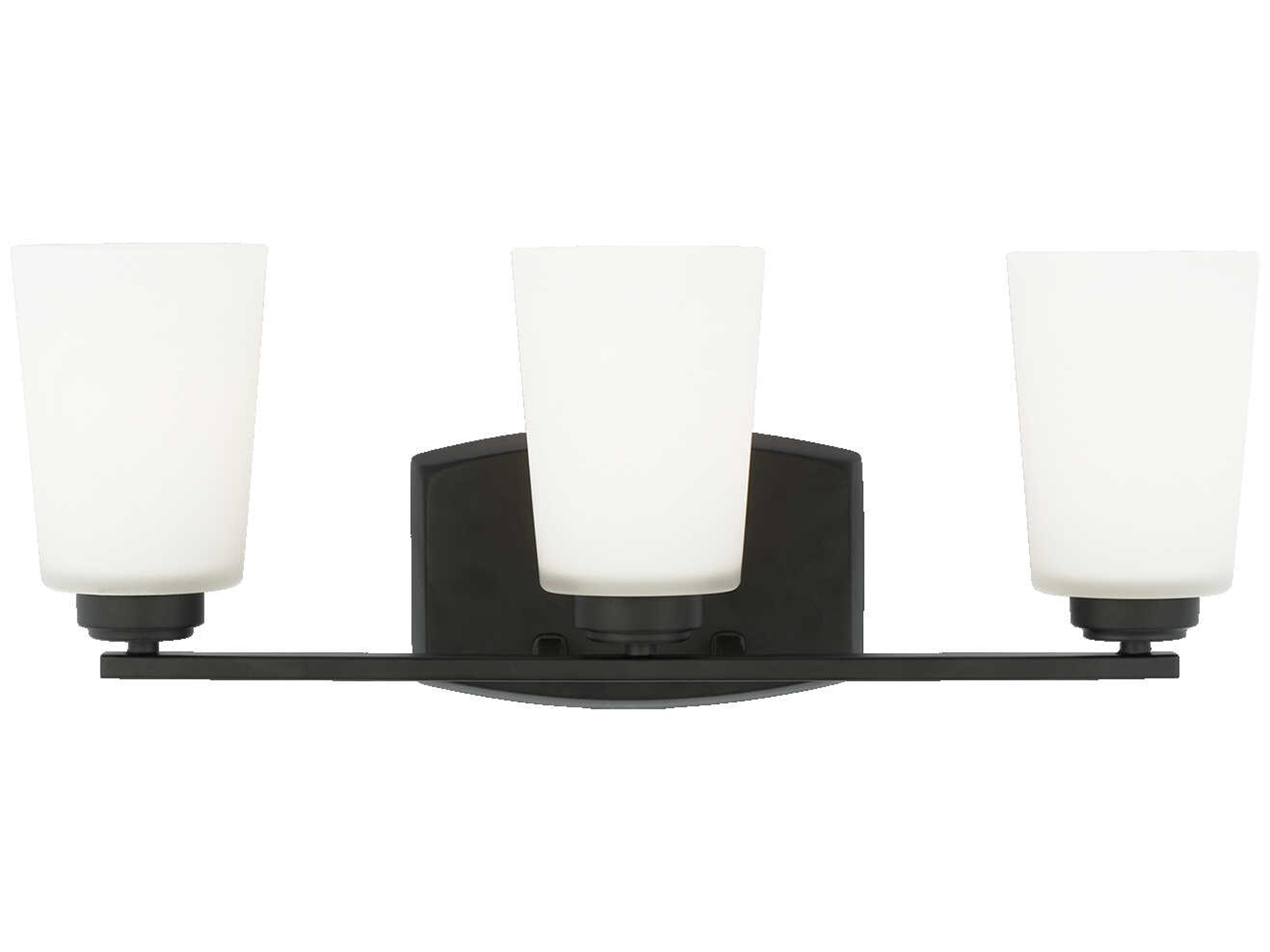 Generation Lighting Franport 3-Light Midnight Black Glass Vanity Light