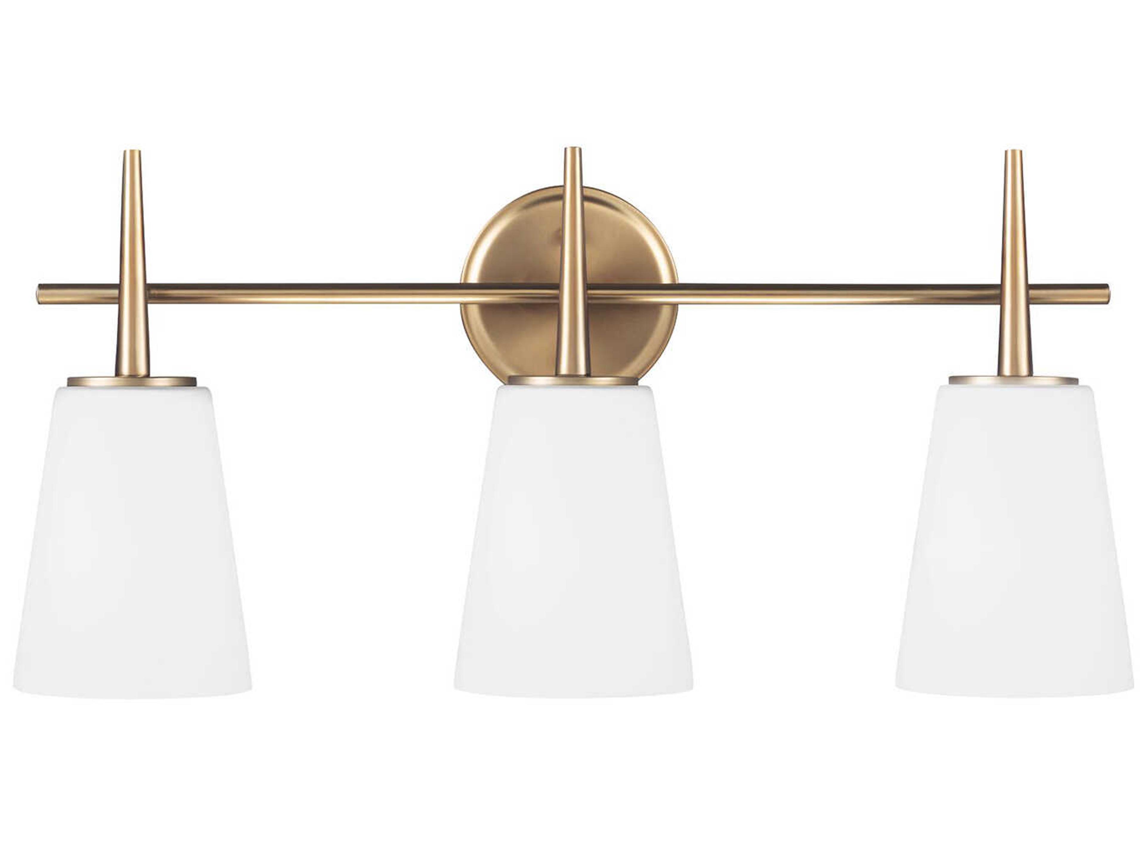 Generation Lighting Driscoll 3-Light Satin Brass Glass Vanity Light