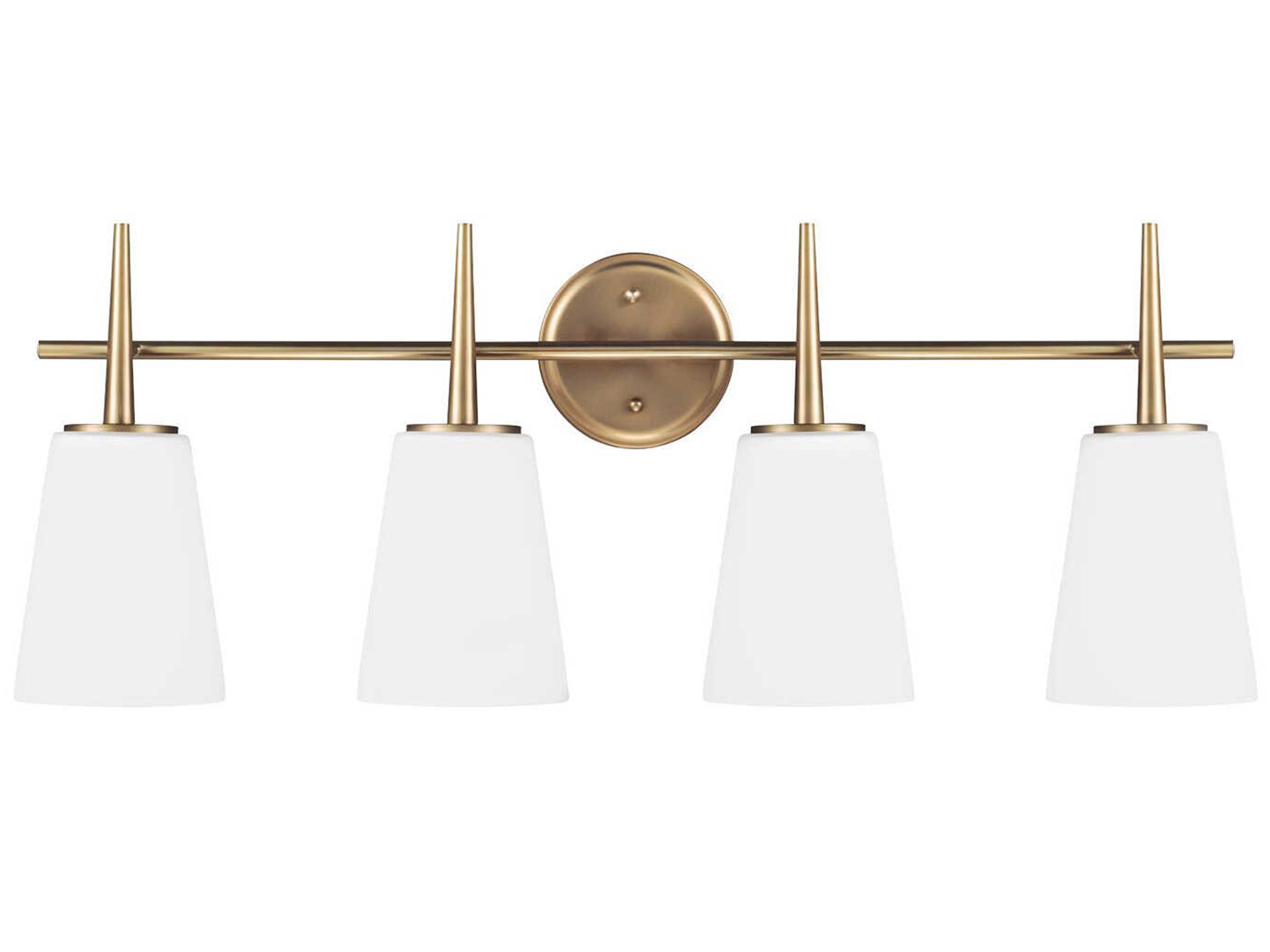 Generation Lighting Driscoll 4-Light Satin Brass Glass Vanity Light