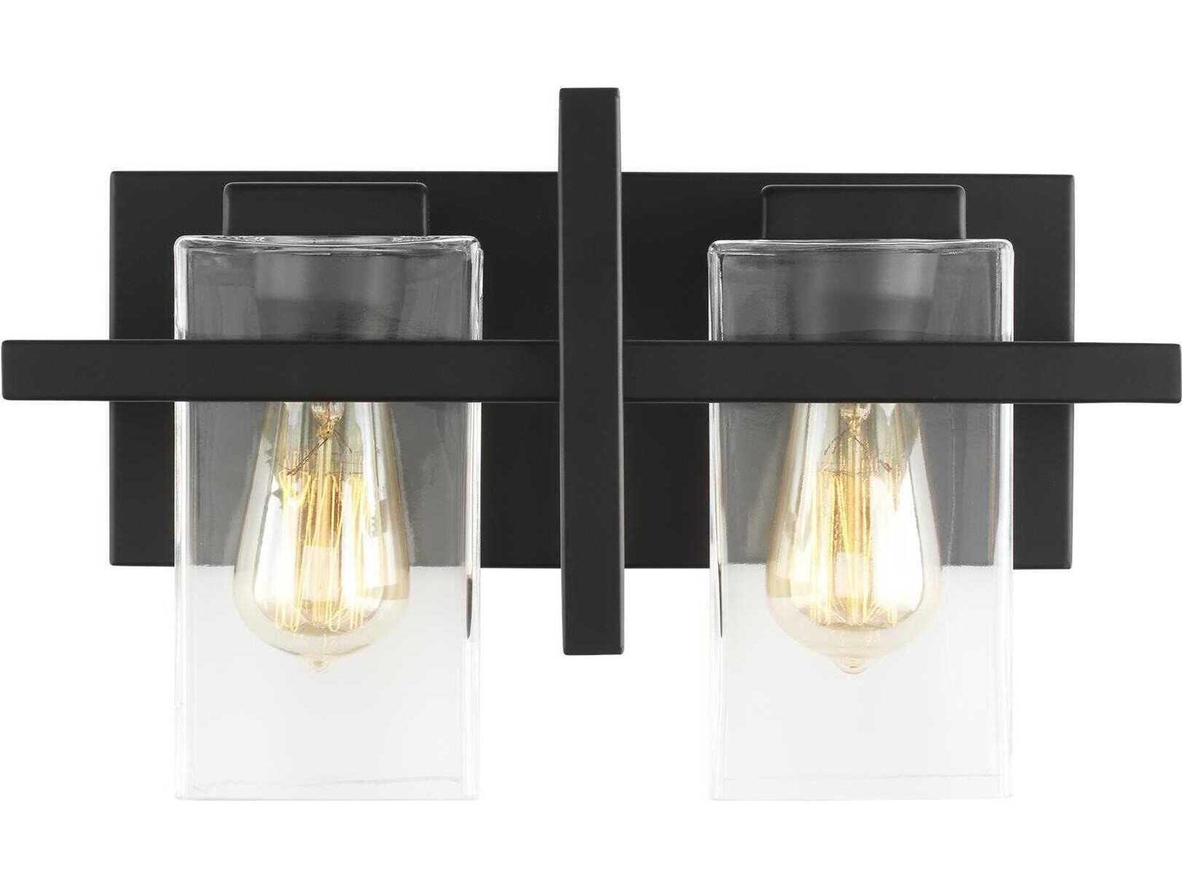 Generation Lighting Mitte 2-Light Midnight Black Glass Vanity Light