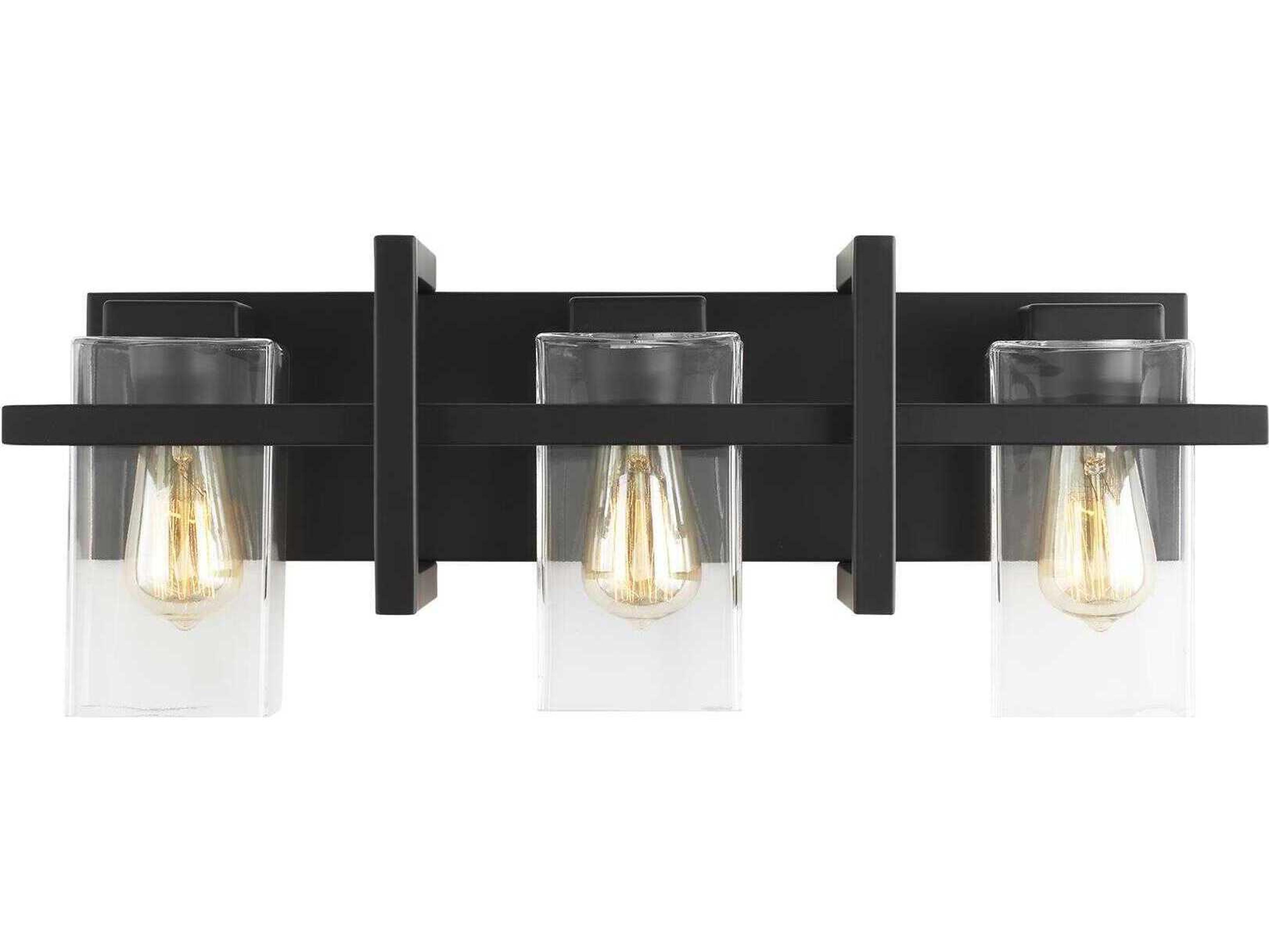 Generation Lighting Mitte 3-Light Midnight Black Glass Vanity Light