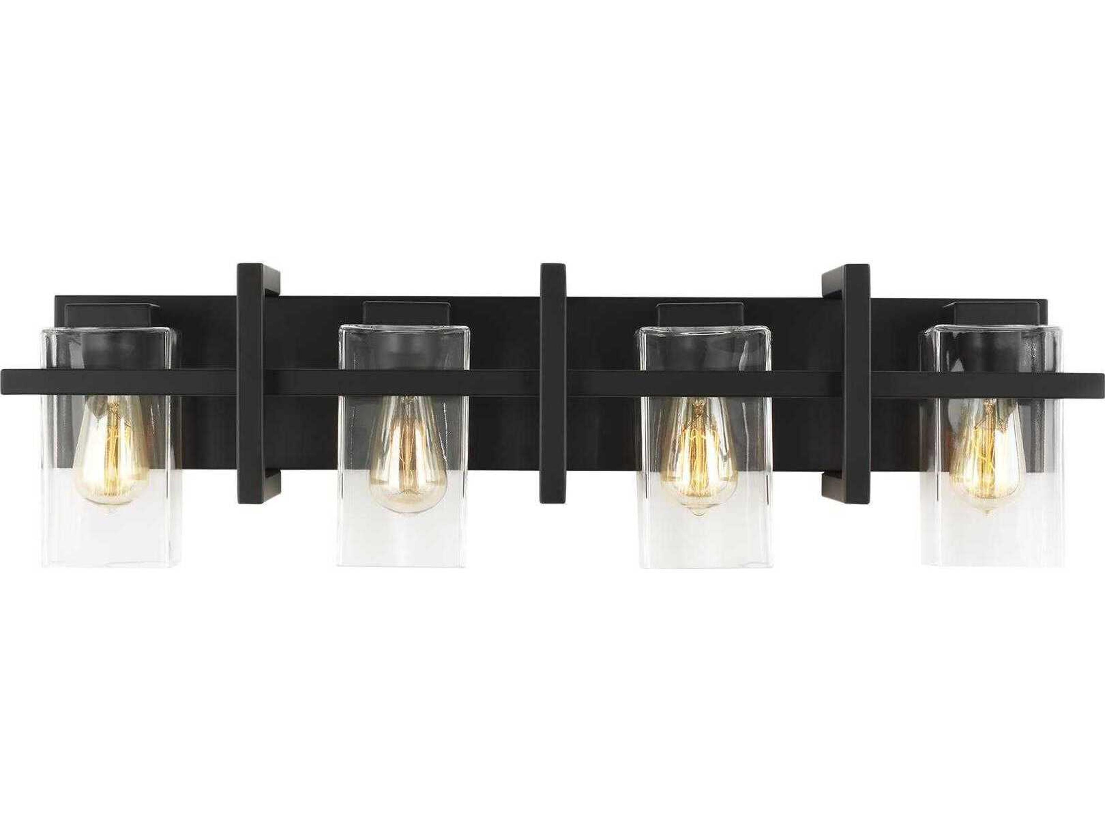 Generation Lighting Mitte 4-Light Midnight Black Glass Vanity Light