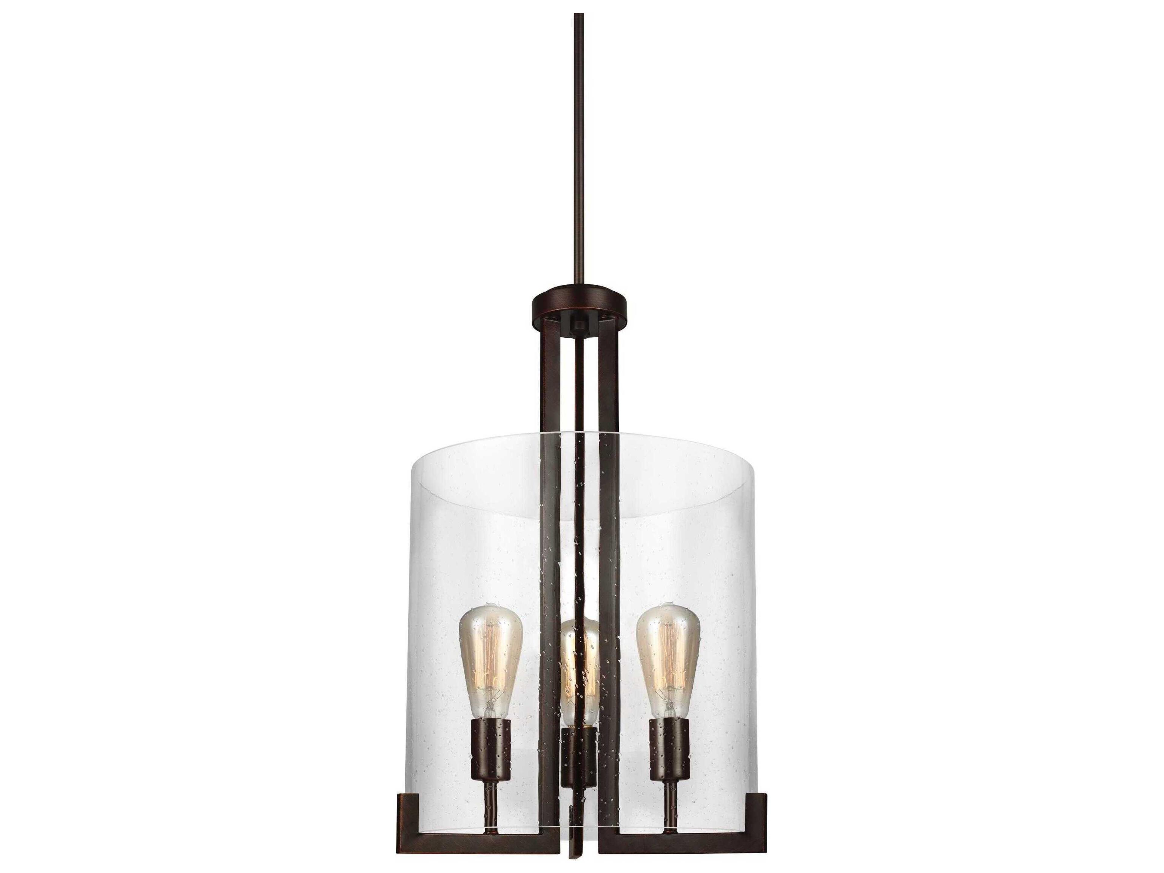 Generation Lighting Dawes 3-Light Bronze Glass Cylinder Pendant