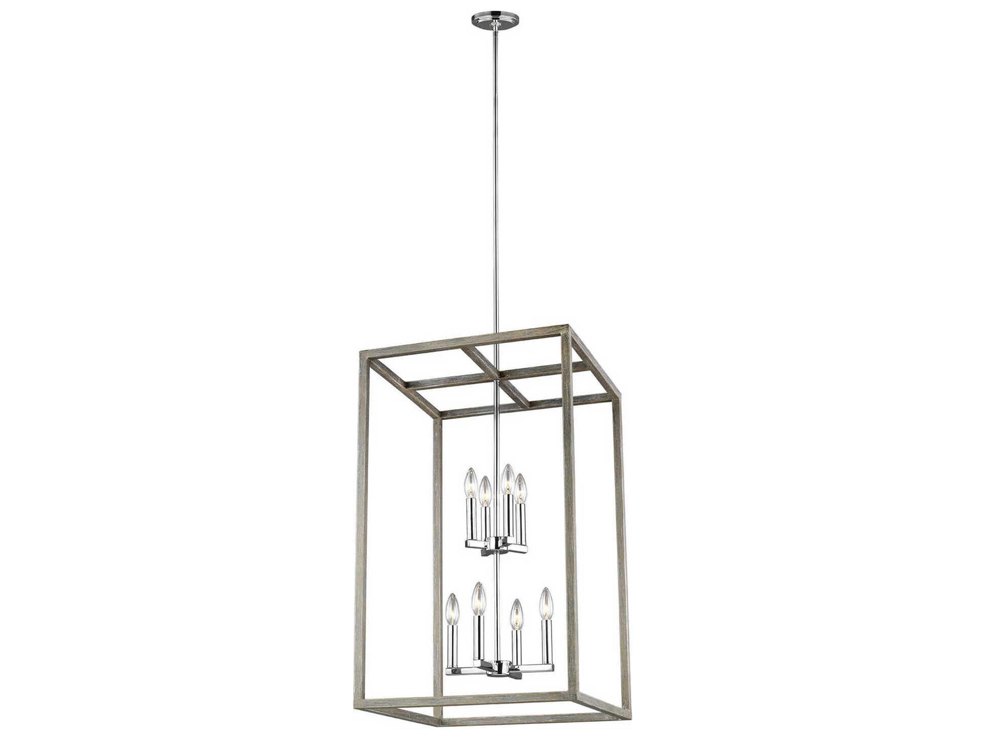 Generation Lighting Moffet Street 8-Light Washed Pine Gray Pendant