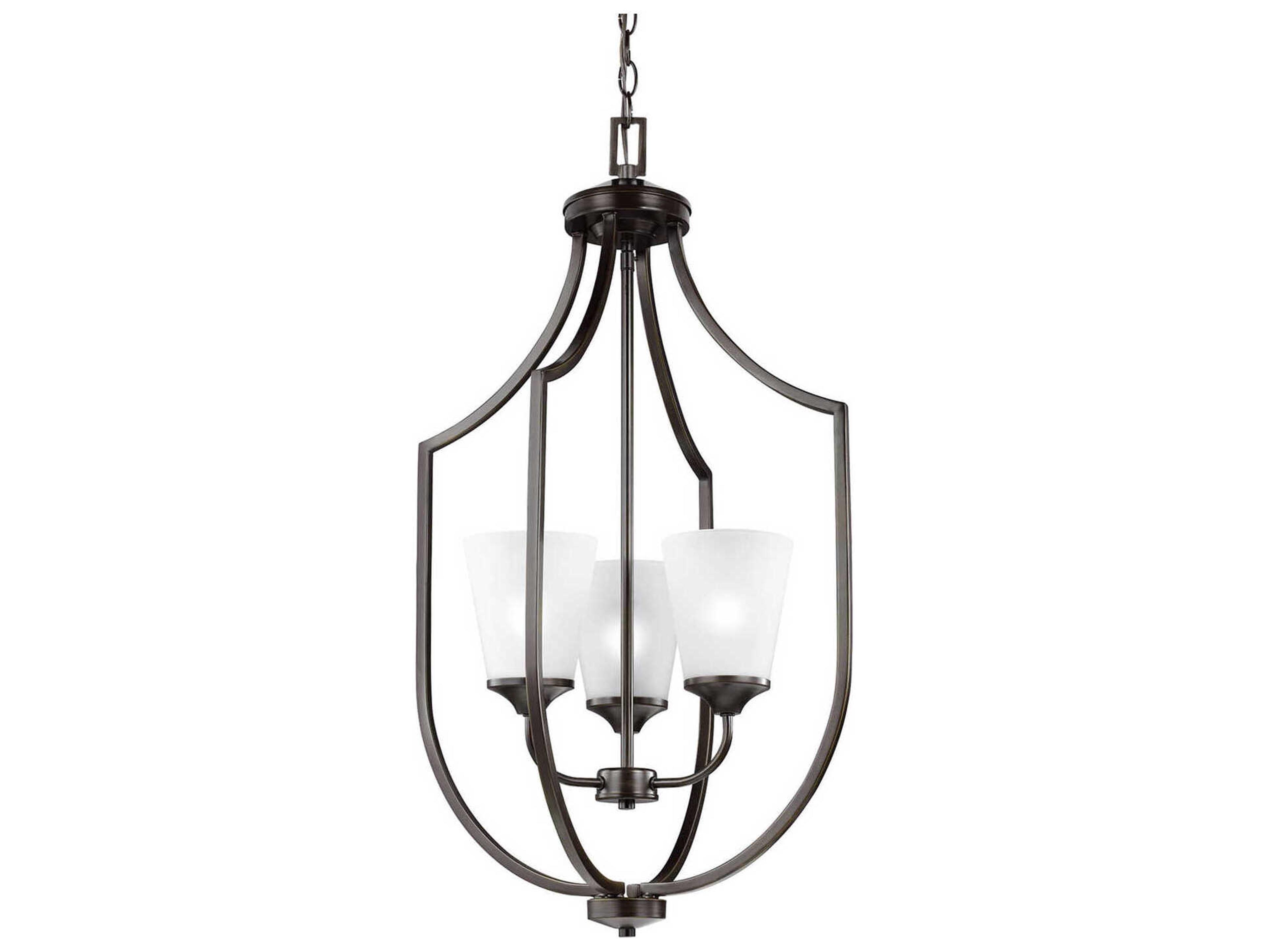 Generation Lighting Hanford 3-Light Bronze Glass Bell Chandelier
