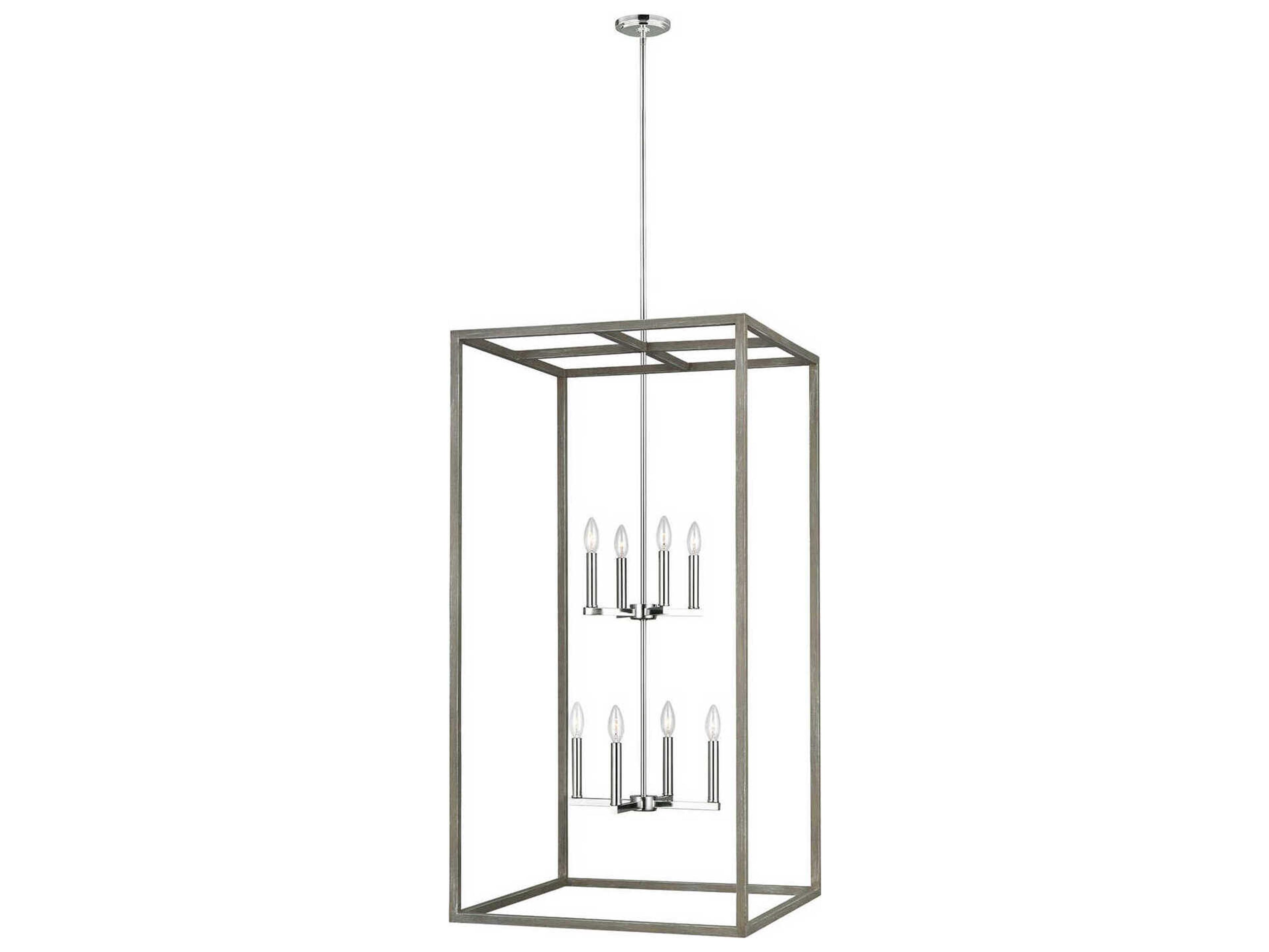 Generation Lighting Moffet Street 8-Light Washed Pine Gray Pendant