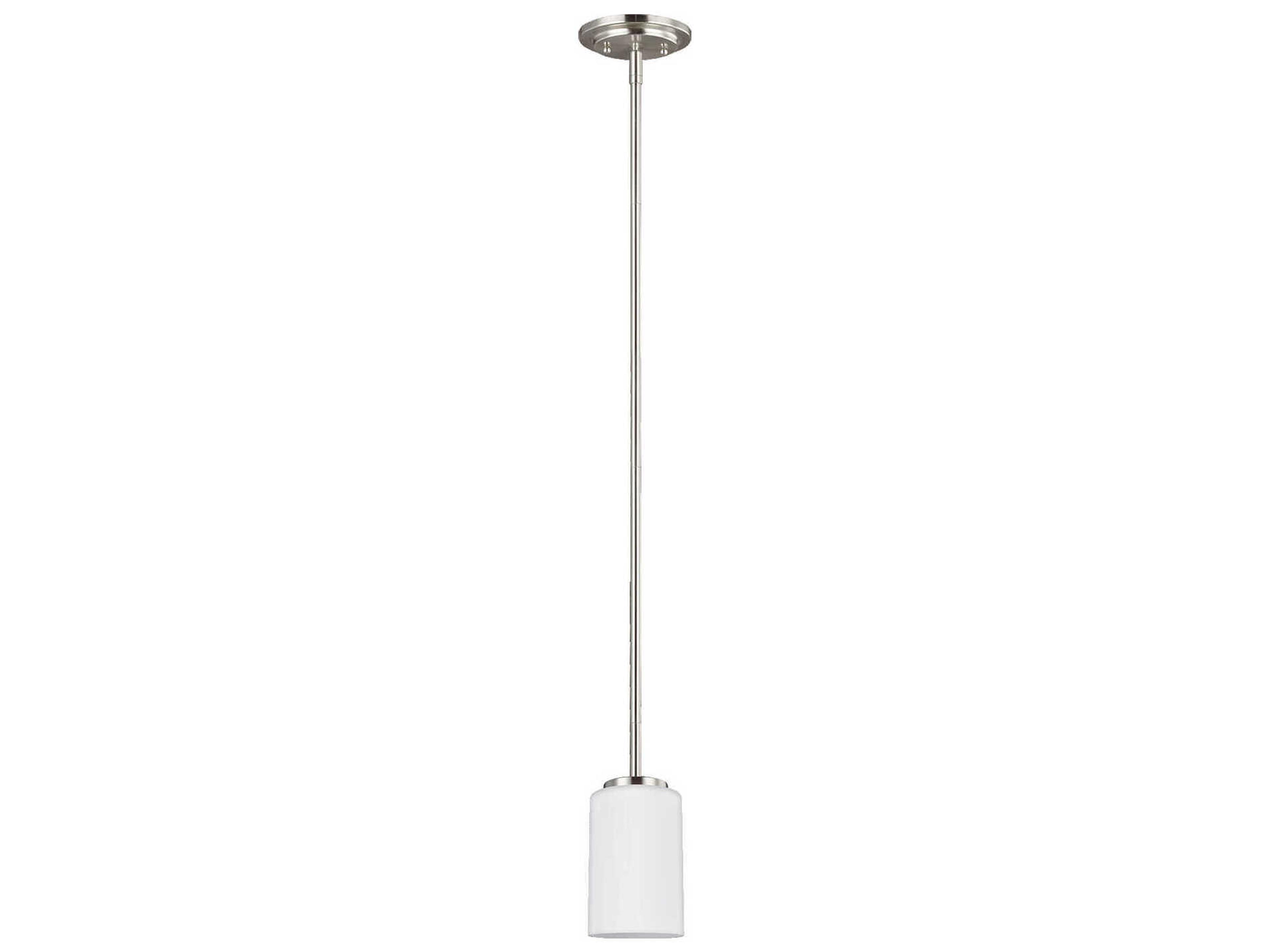 Generation Lighting Oslo 1-Light Brushed Nickel Glass Cylinder Mini Pendant