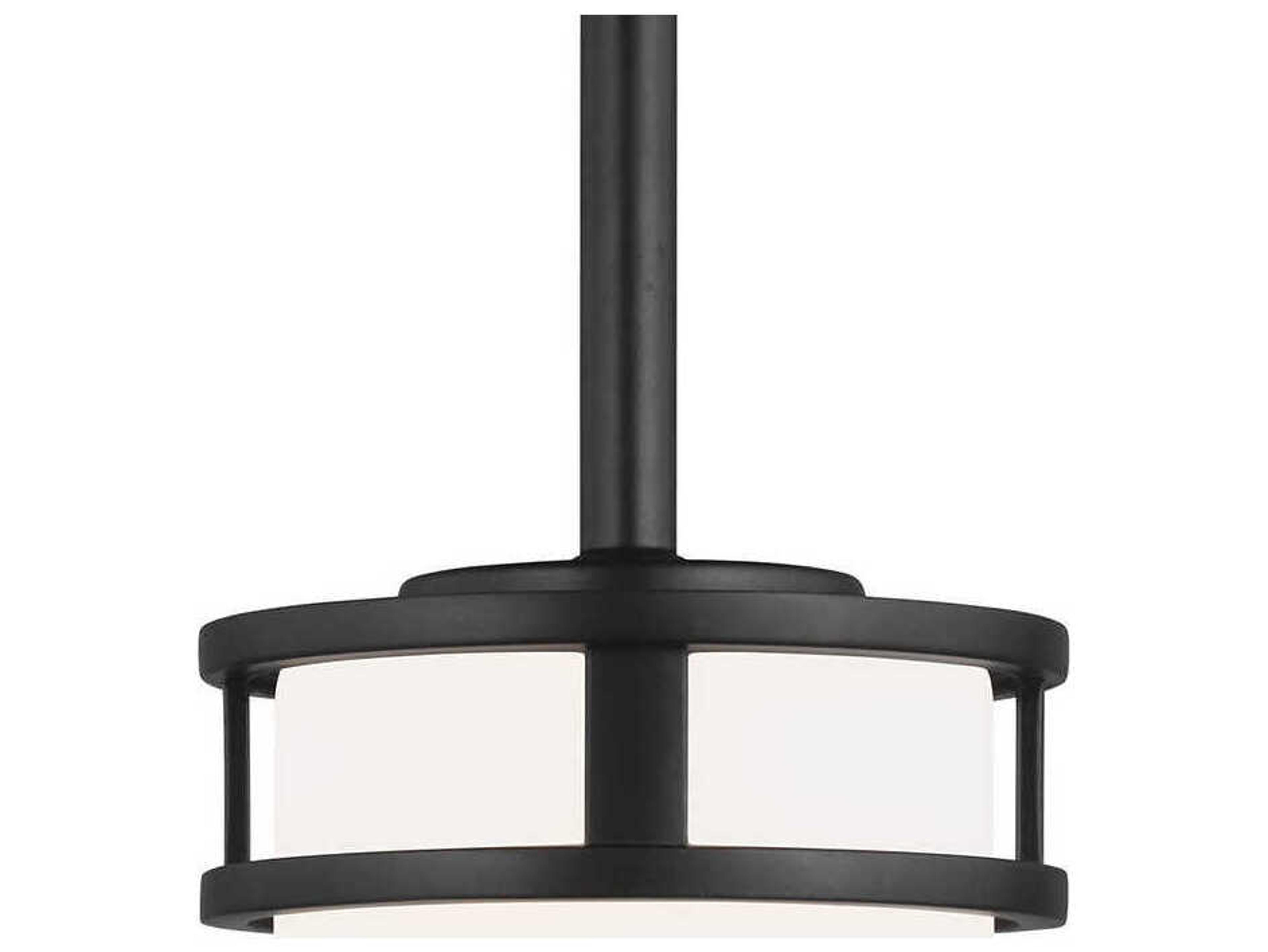 Generation Lighting Robie 1-Light Midnight Black Glass Cylinder Mini Pendant