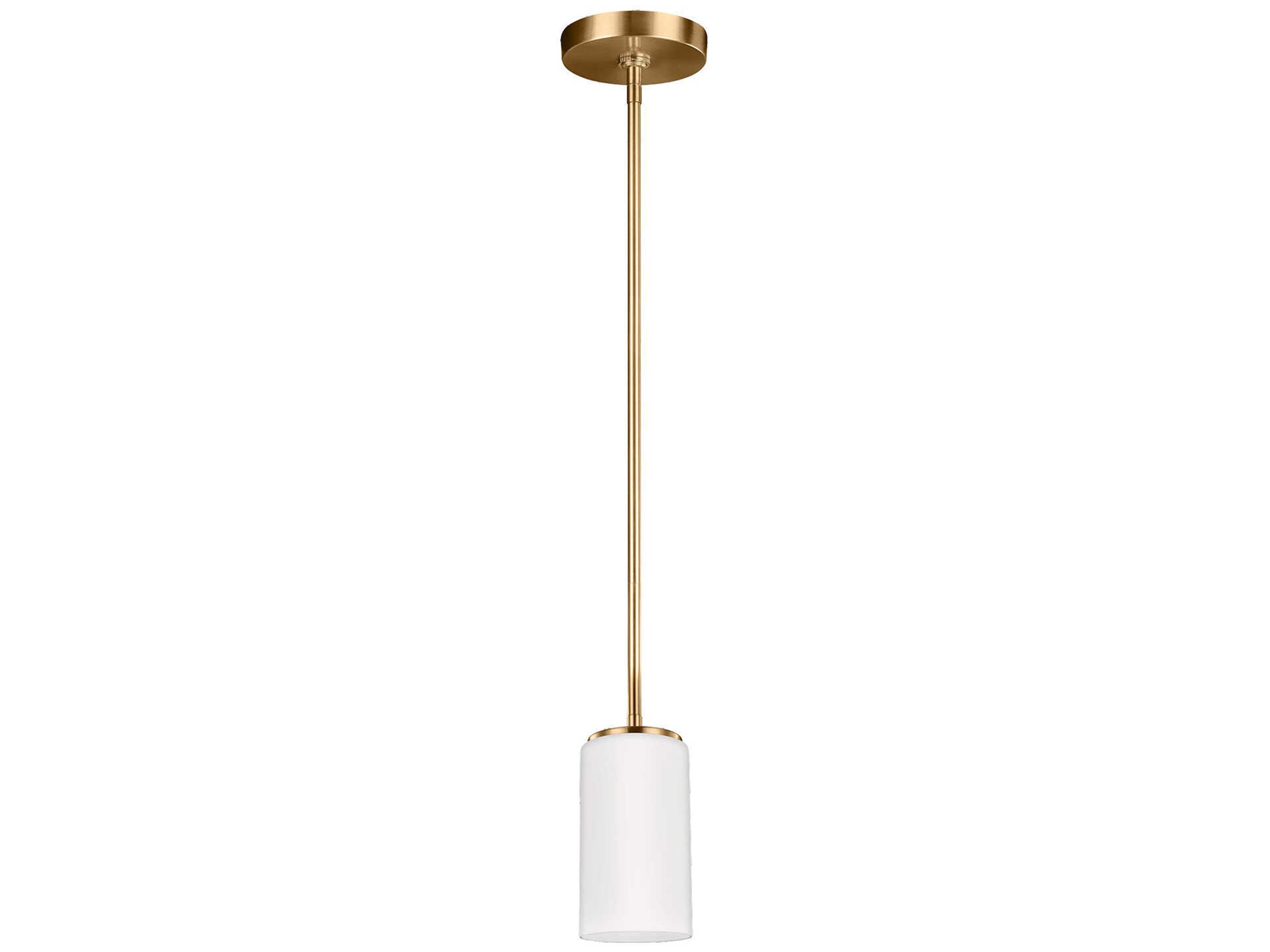 Generation Lighting Alturas 1-Light Satin Brass Glass Cylinder Mini Pendant