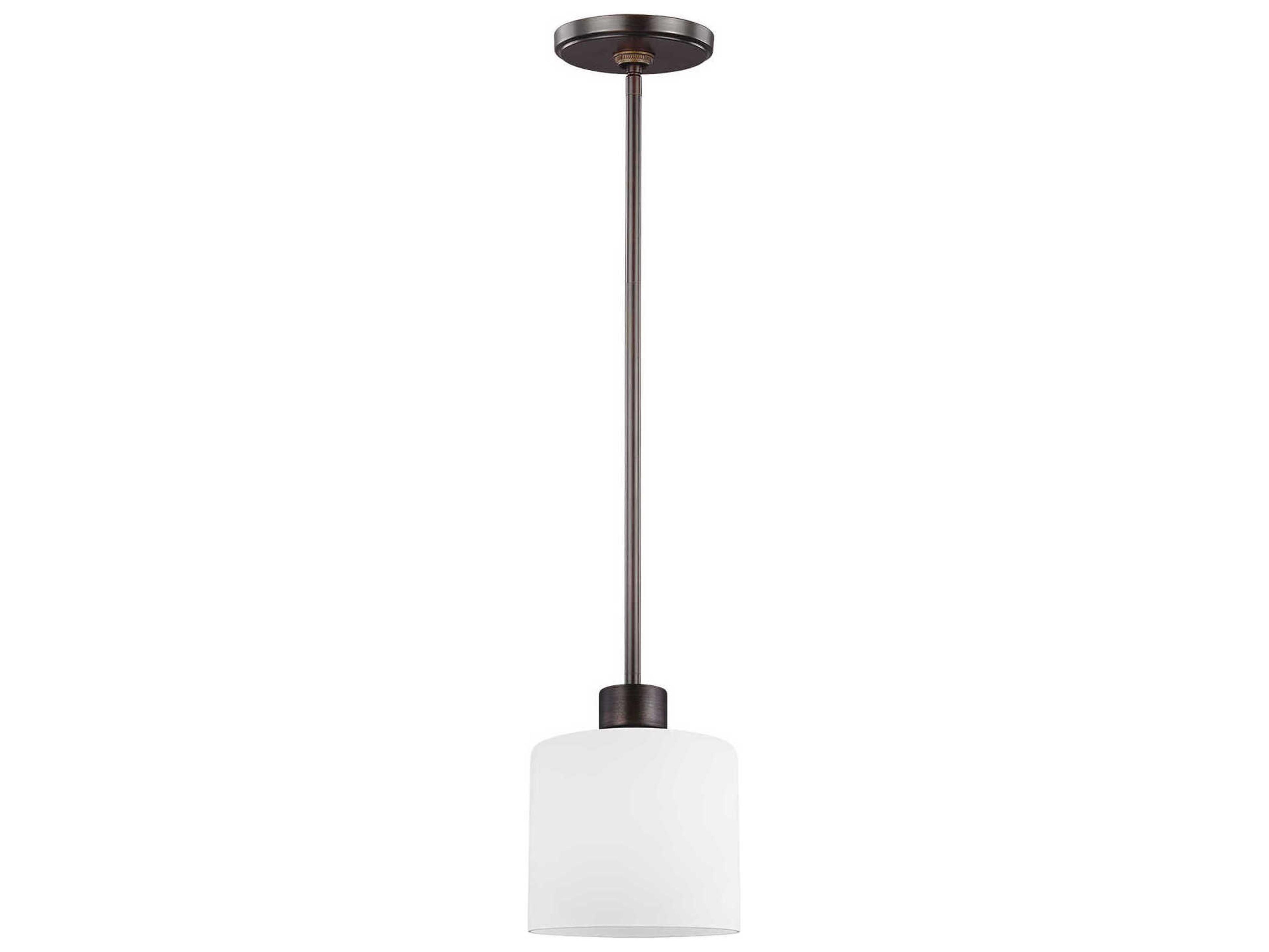 Generation Lighting Canfield 1-Light Bronze Glass Drum Mini Pendant