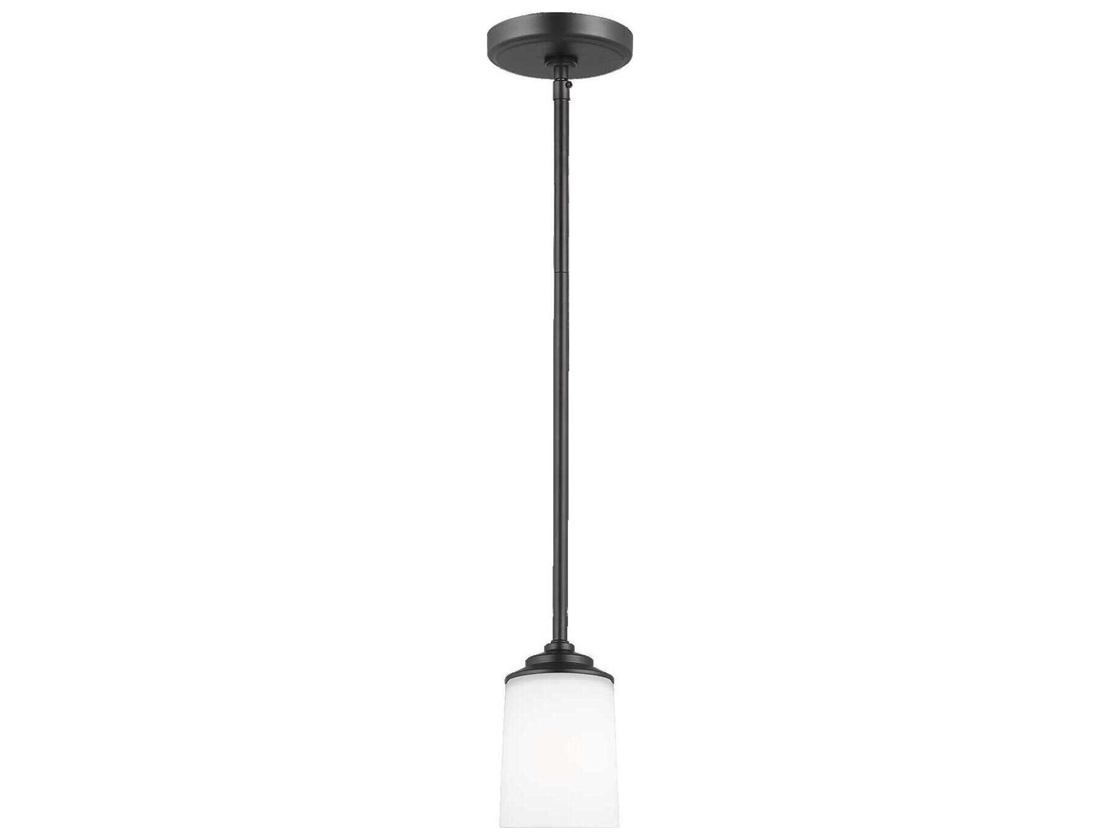 Generation Lighting Kemal 1-Light Midnight Black Glass Cylinder Mini Pendant