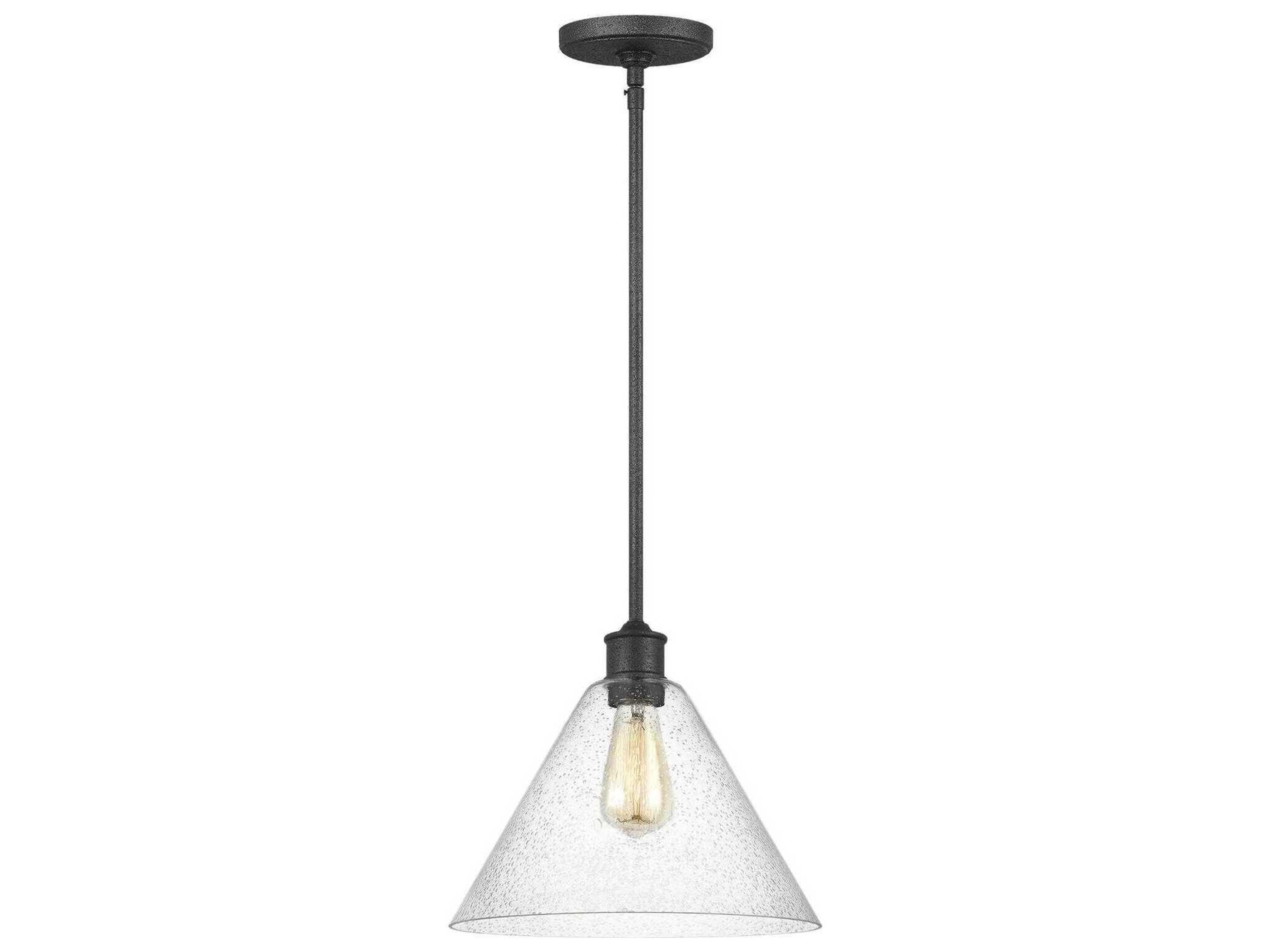 Generation Lighting Belton 1-Light Midnight Black Glass Mini Pendant