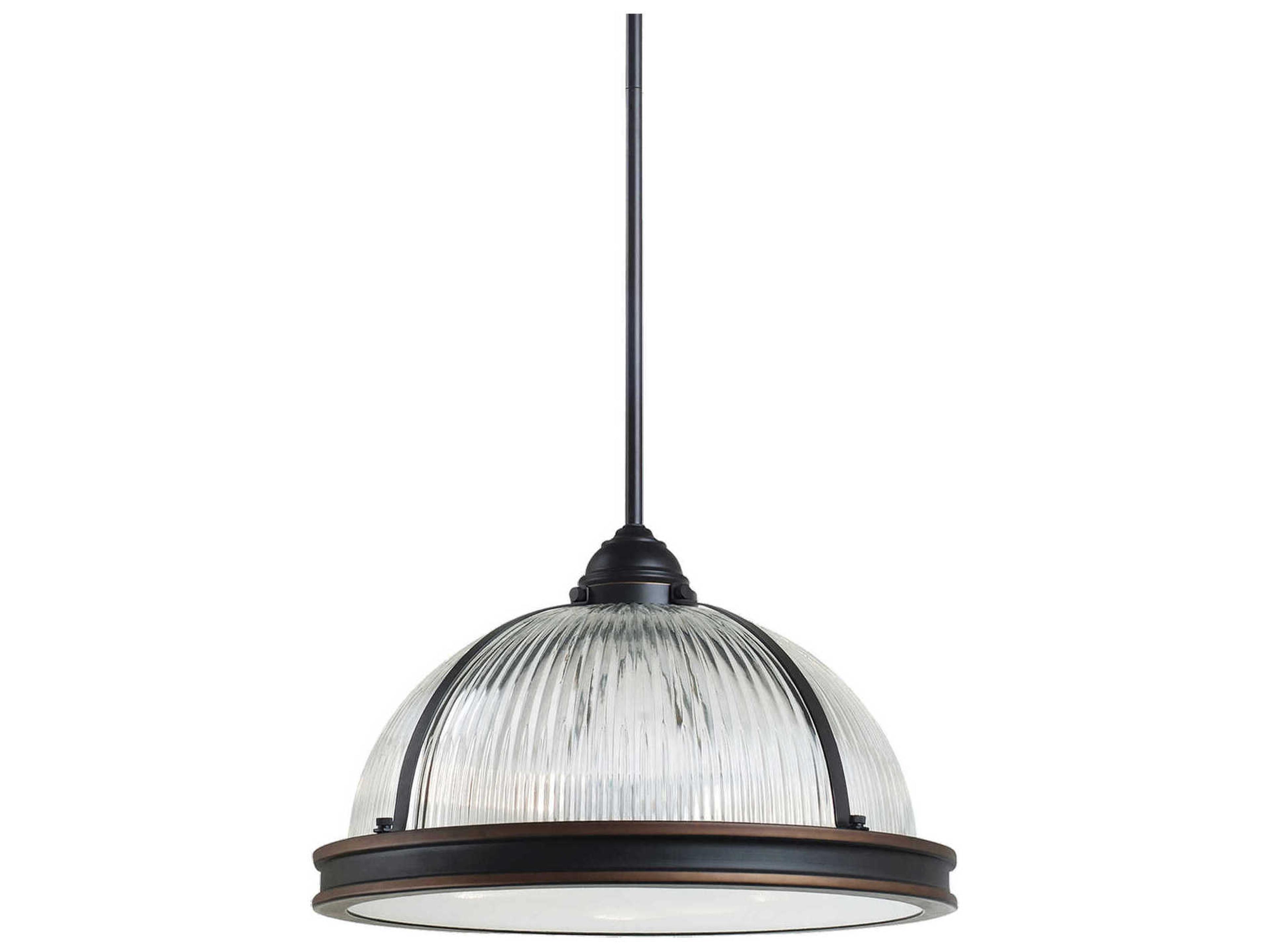 Generation Lighting Pratt Street 3-Light Autumn Bronze Glass Dome Pendant