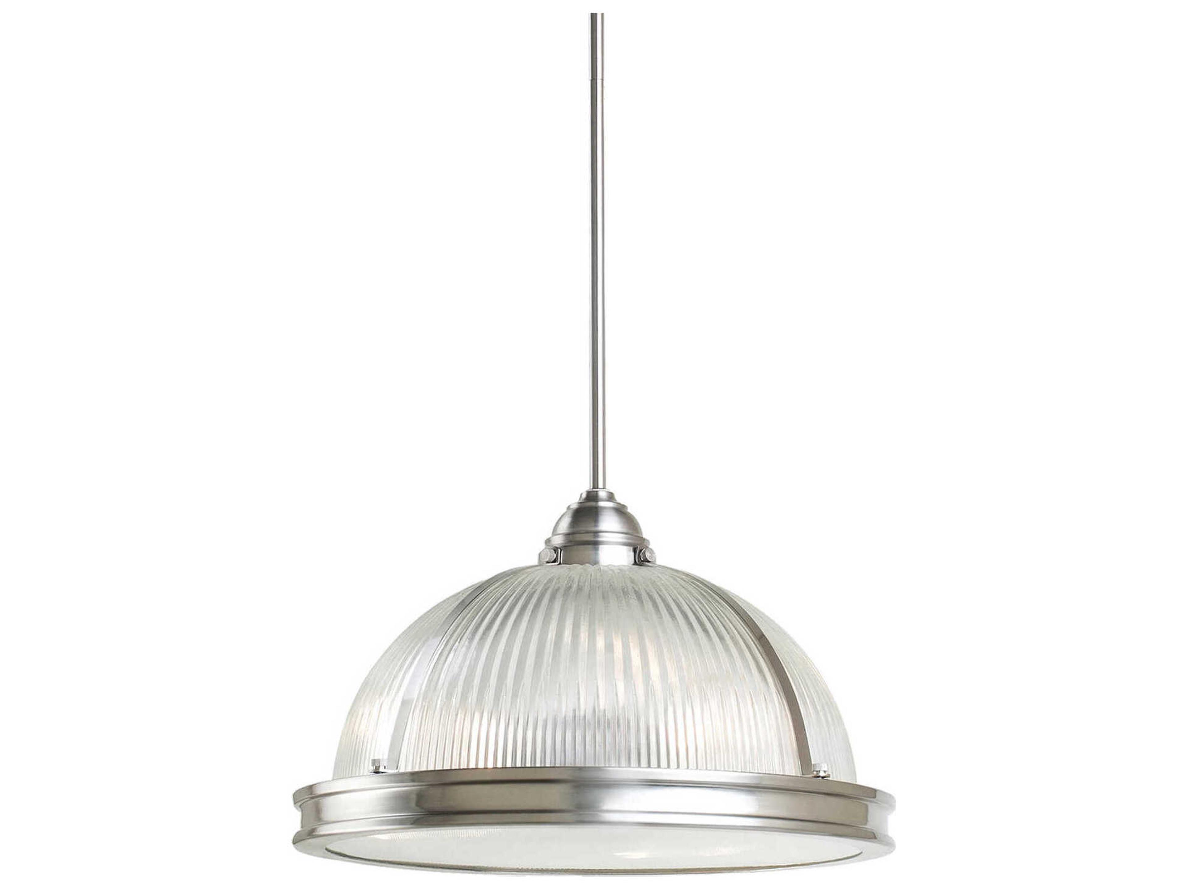 Generation Lighting Pratt Street 3-Light Brushed Nickel Glass Dome Pendant