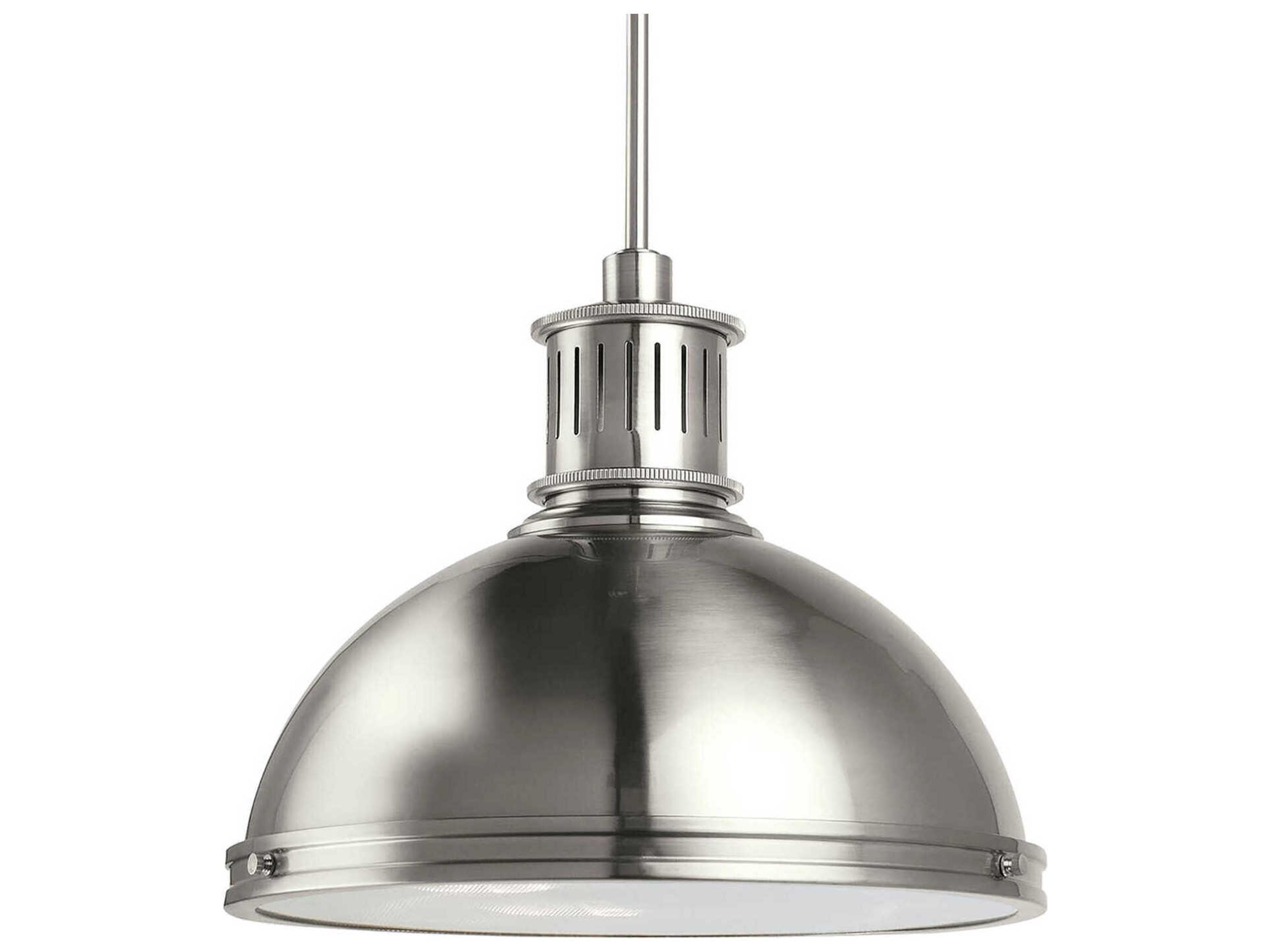 Generation Lighting Pratt Street 3-Light Brushed Nickel Glass Dome Pendant