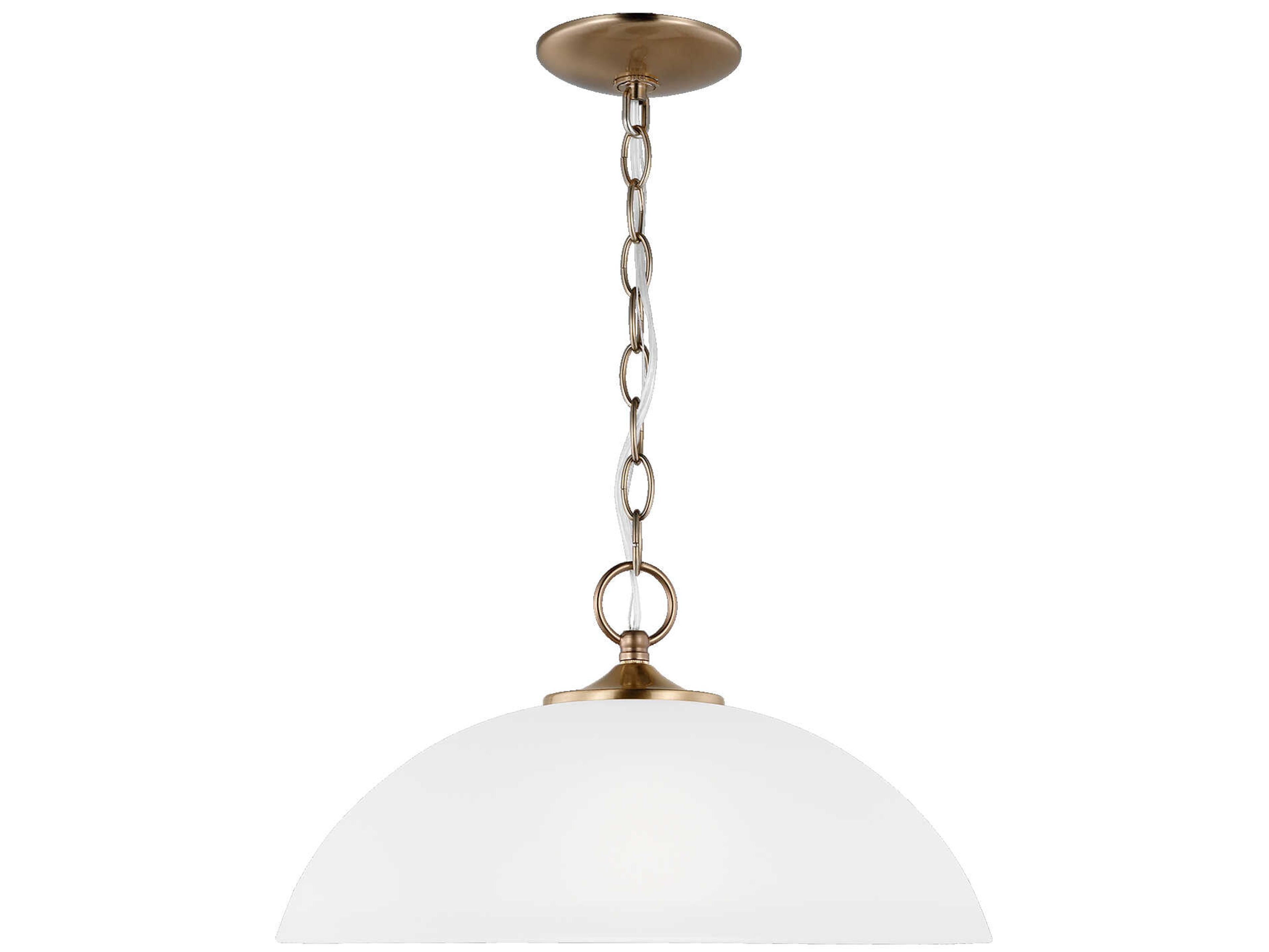 Generation Lighting Geary 1-Light Satin Brass Glass Dome Pendant