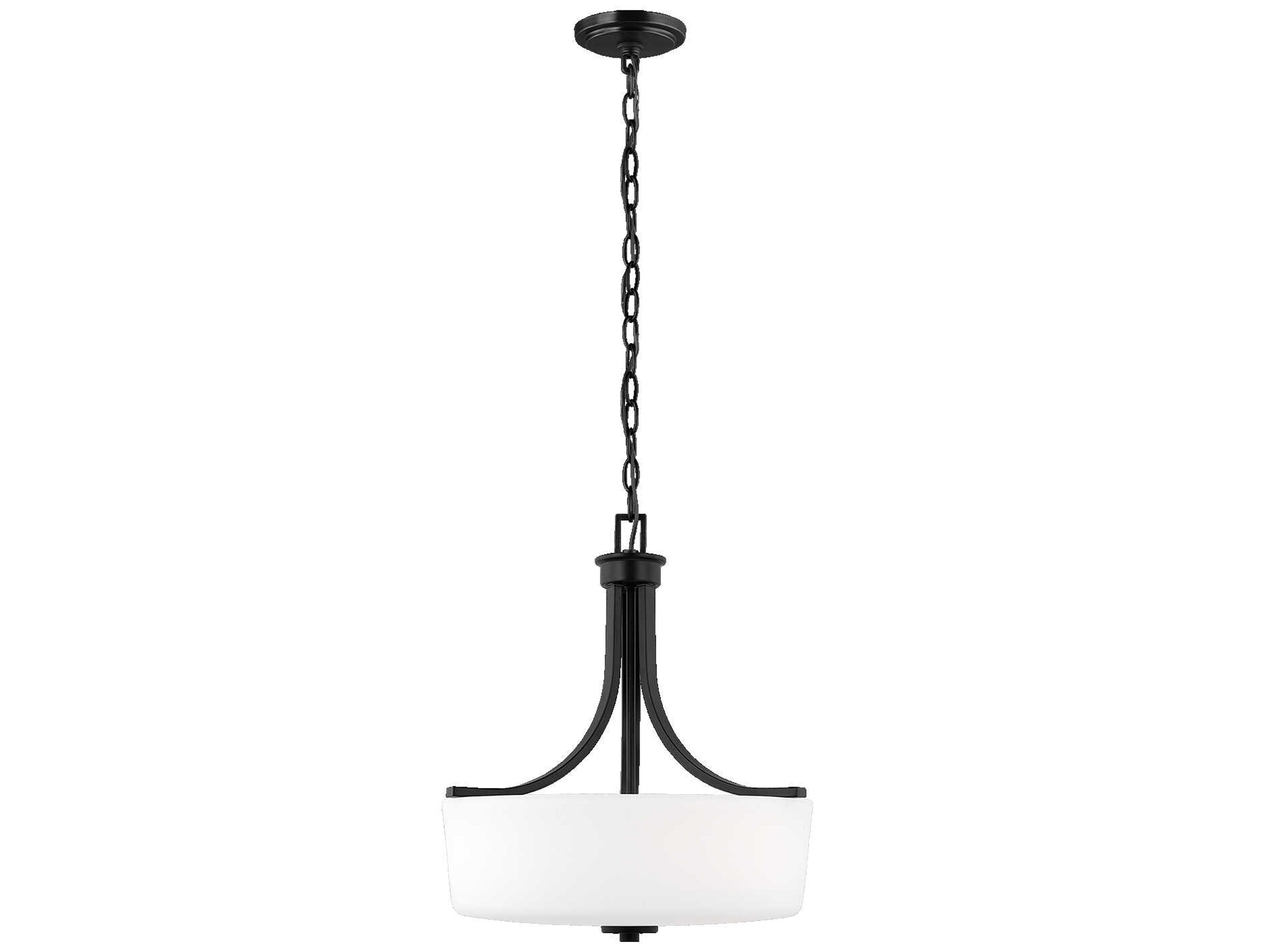 Generation Lighting Kemal 3-Light Midnight Black Glass Drum Pendant