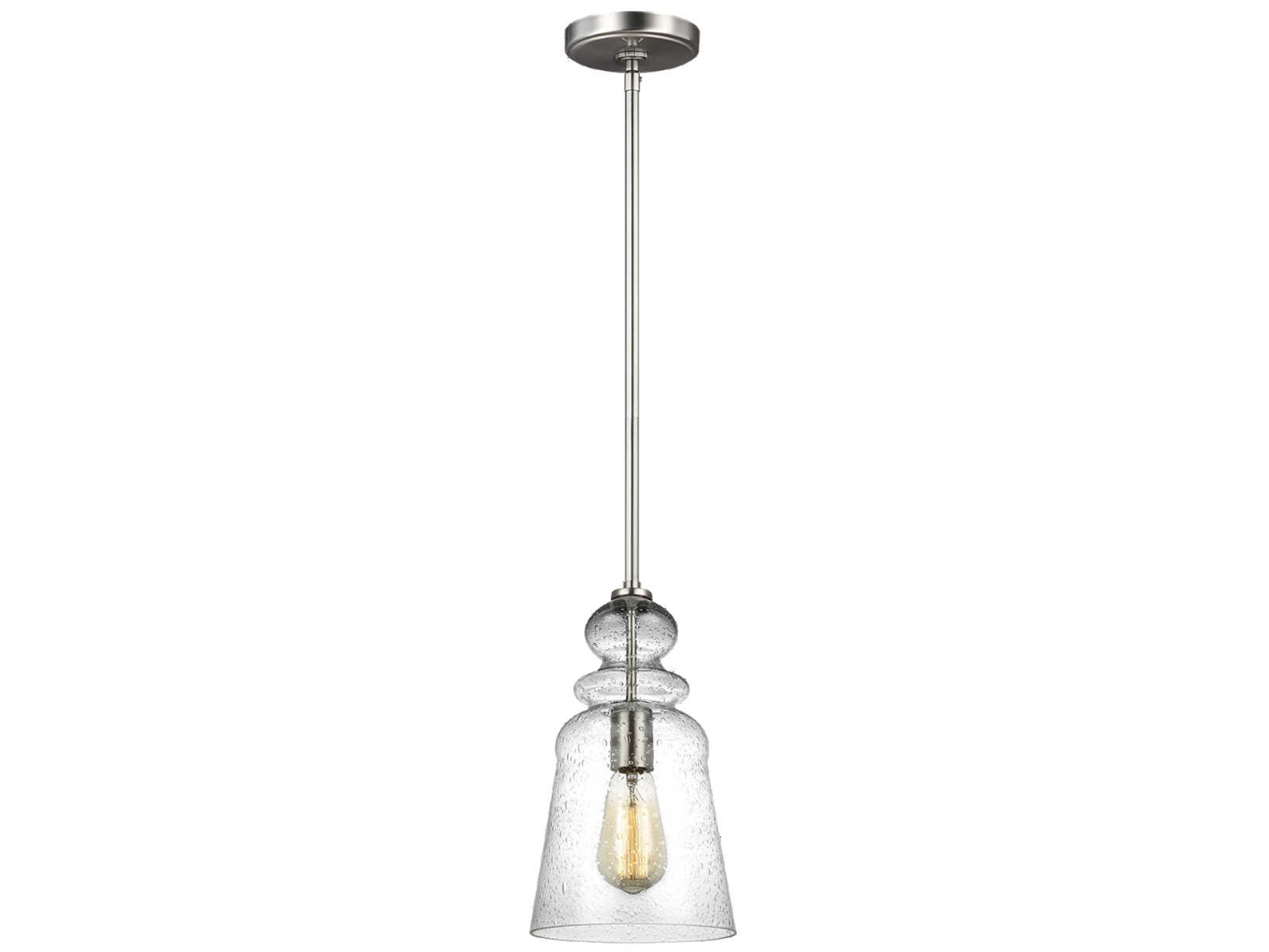 Generation Lighting Kea 1-Light Brushed Nickel Glass Bell Mini Pendant