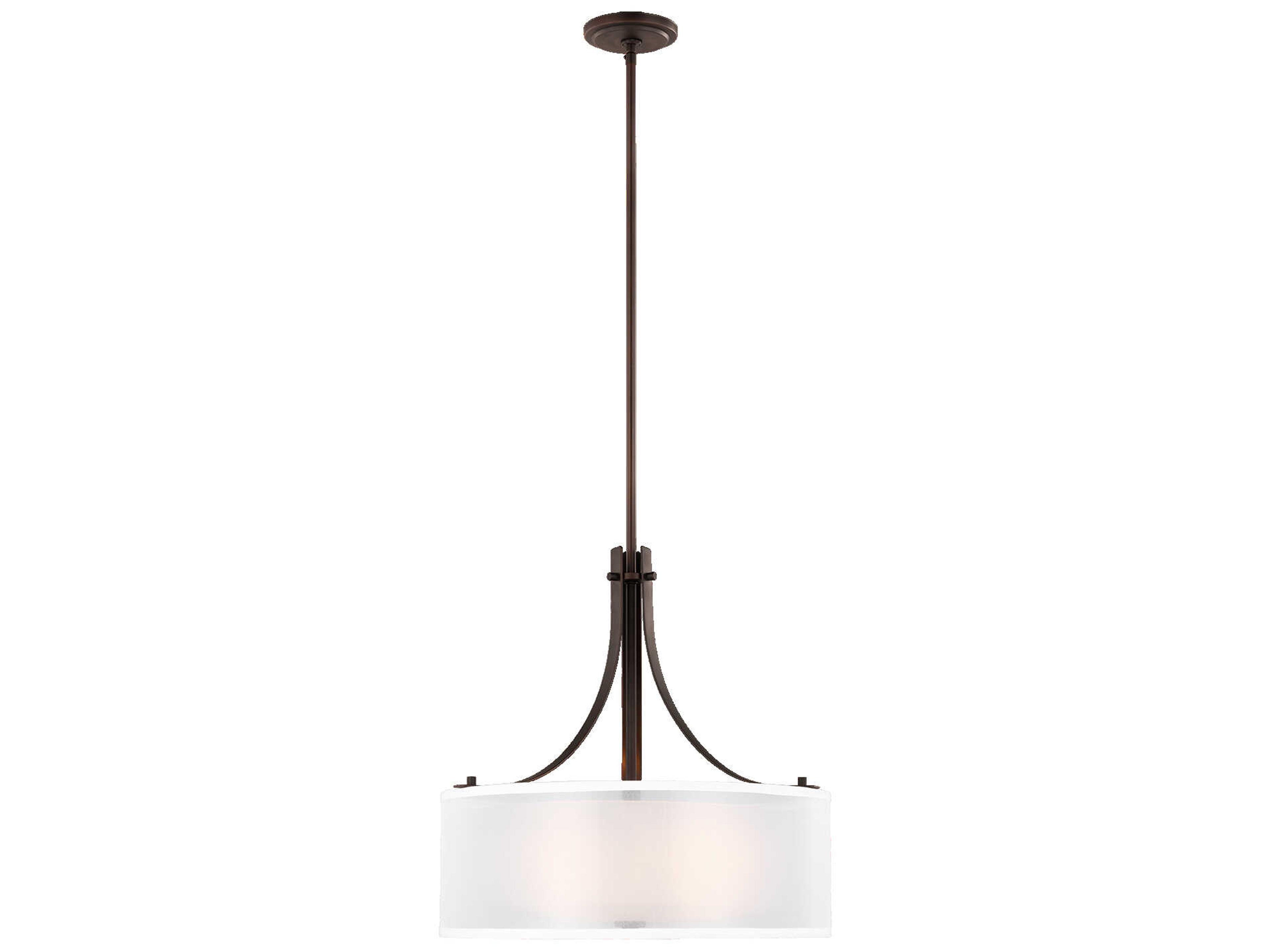 Generation Lighting Elmwood Park 3-Light Bronze Glass Drum Pendant