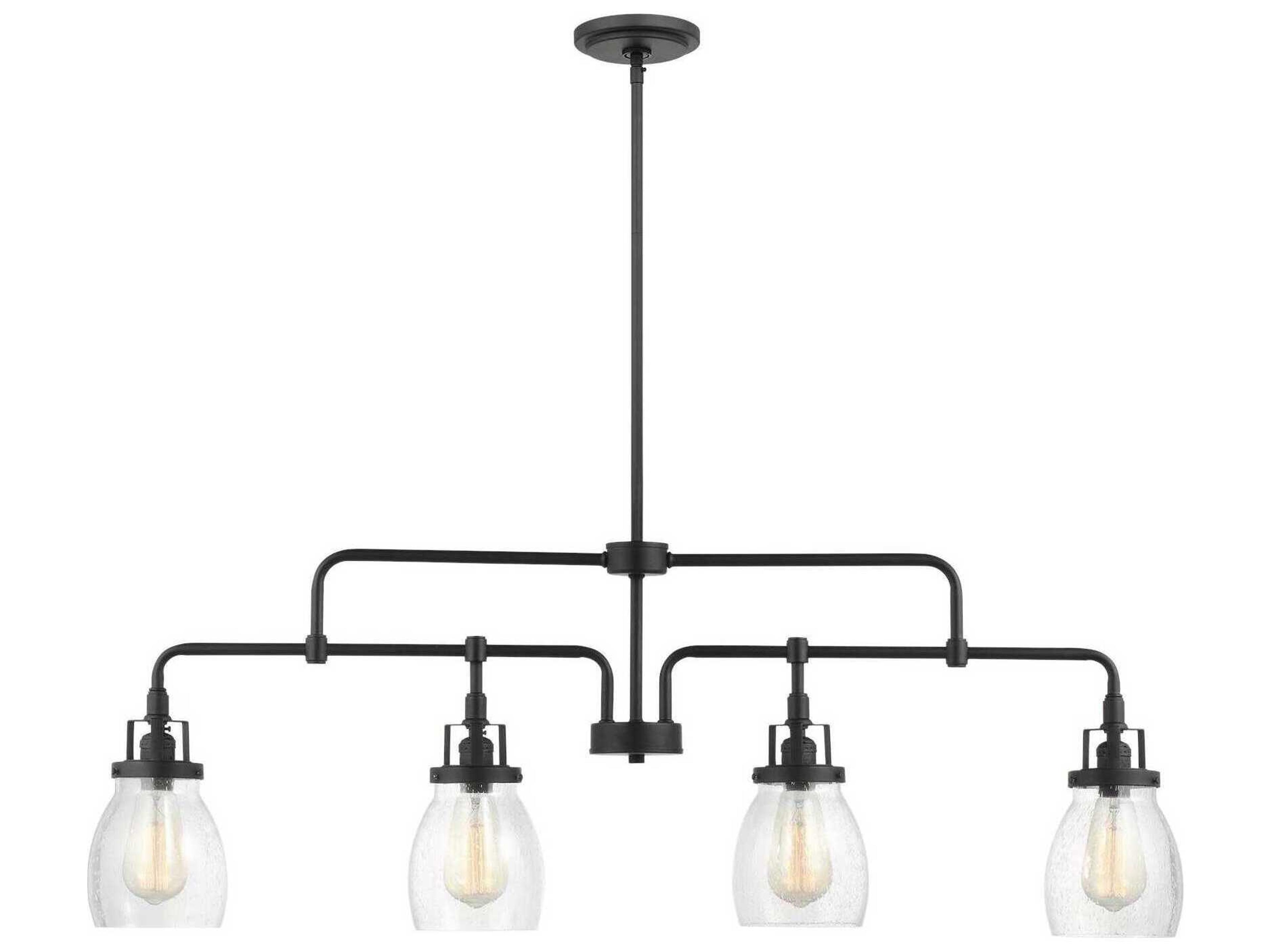 Generation Lighting Belton 4-Light Midnight Black Glass Linear Island Pendant