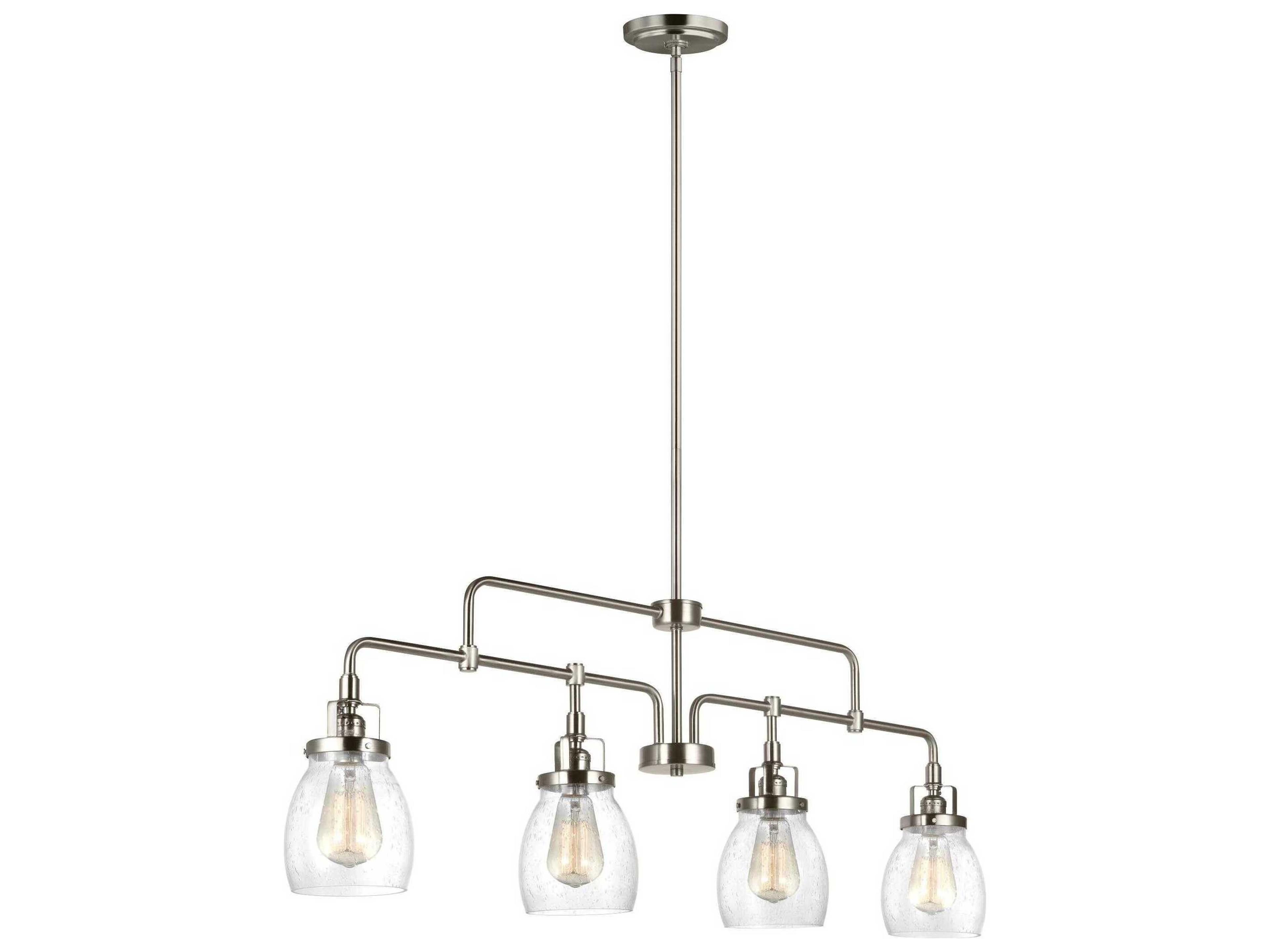 Generation Lighting Belton 4-Light Brushed Nickel Glass Linear Island Pendant