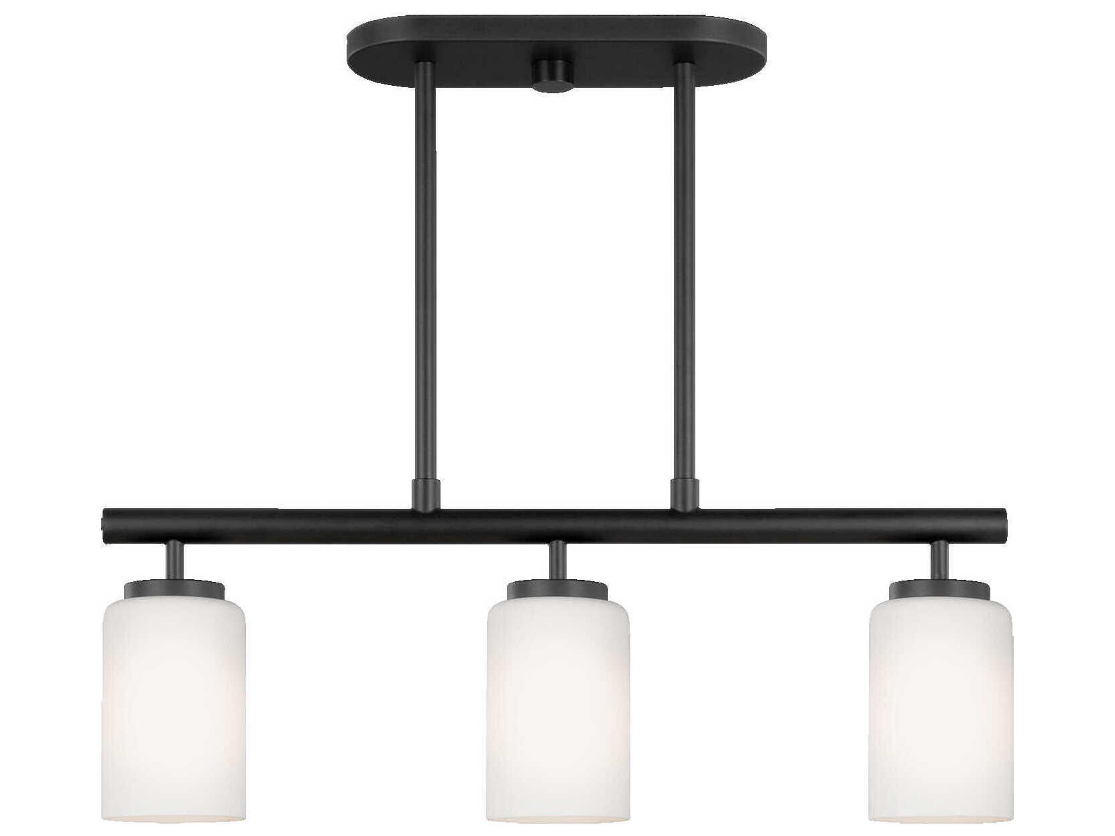 Generation Lighting Oslo 3-Light Midnight Black Glass Cylinder Linear Island Pendant