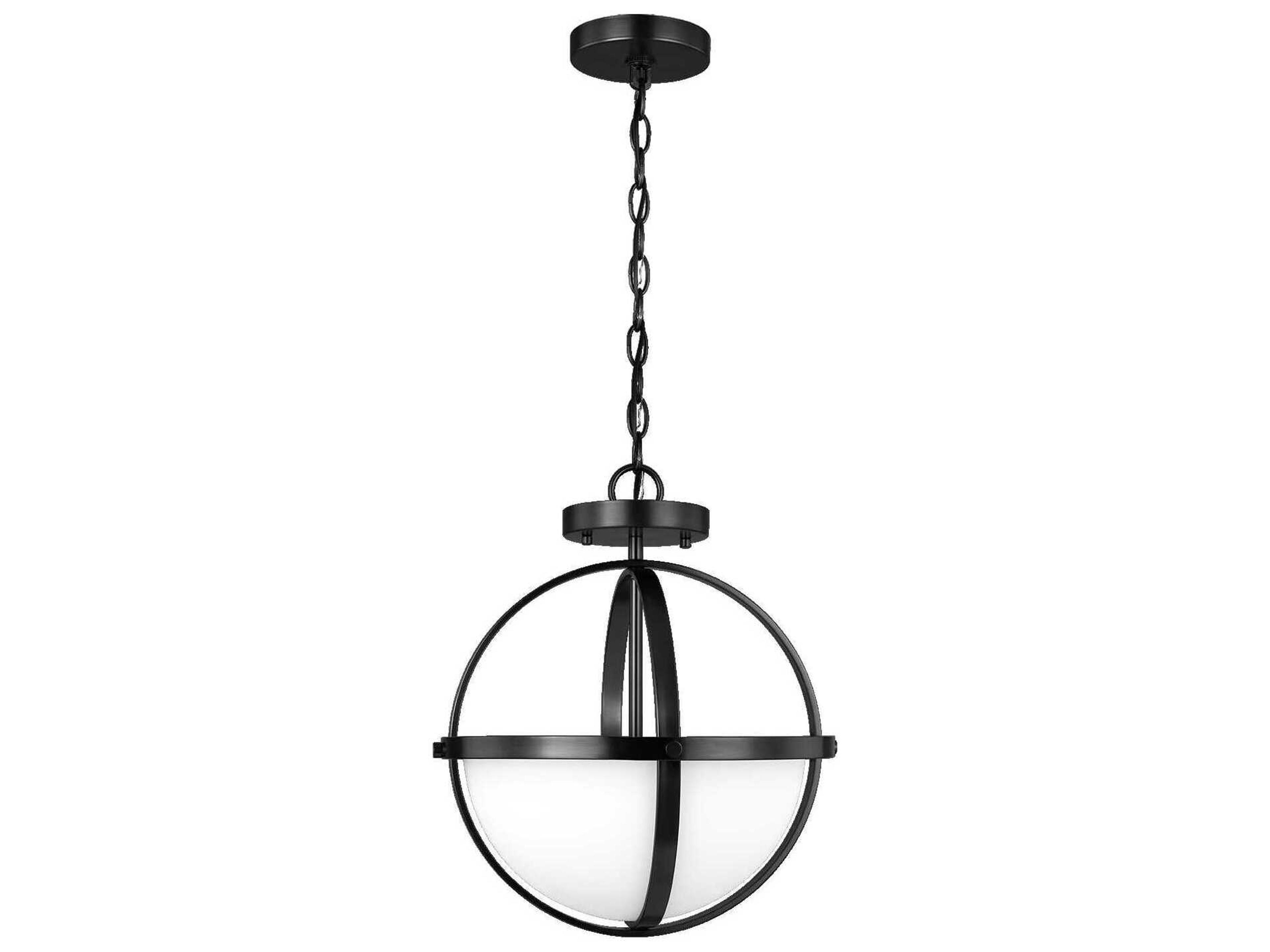 Generation Lighting Alturas 3-Light Midnight Black Glass Globe Pendant