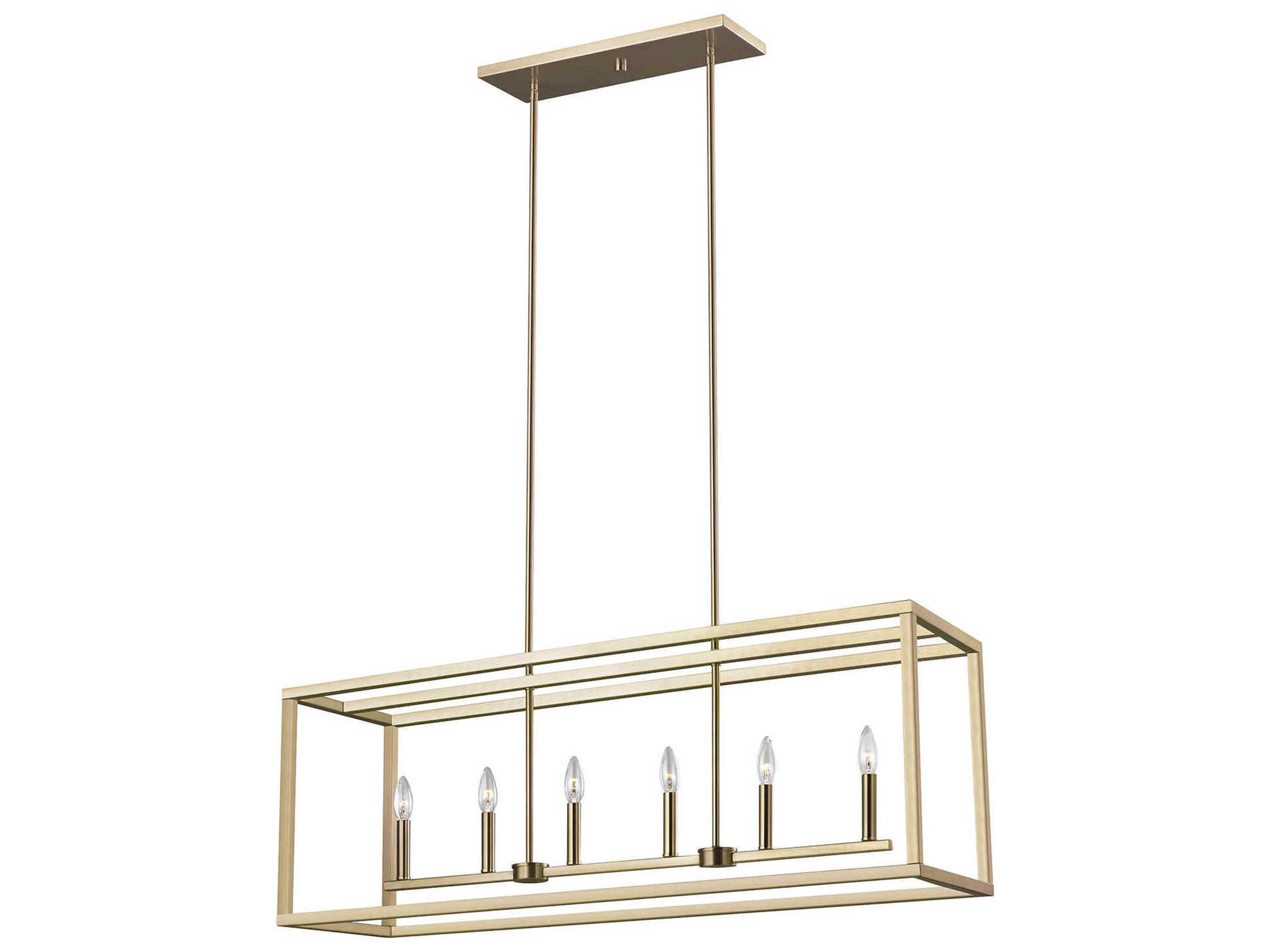Generation Lighting Moffet Street 6-Light Satin Brass Linear Island Pendant