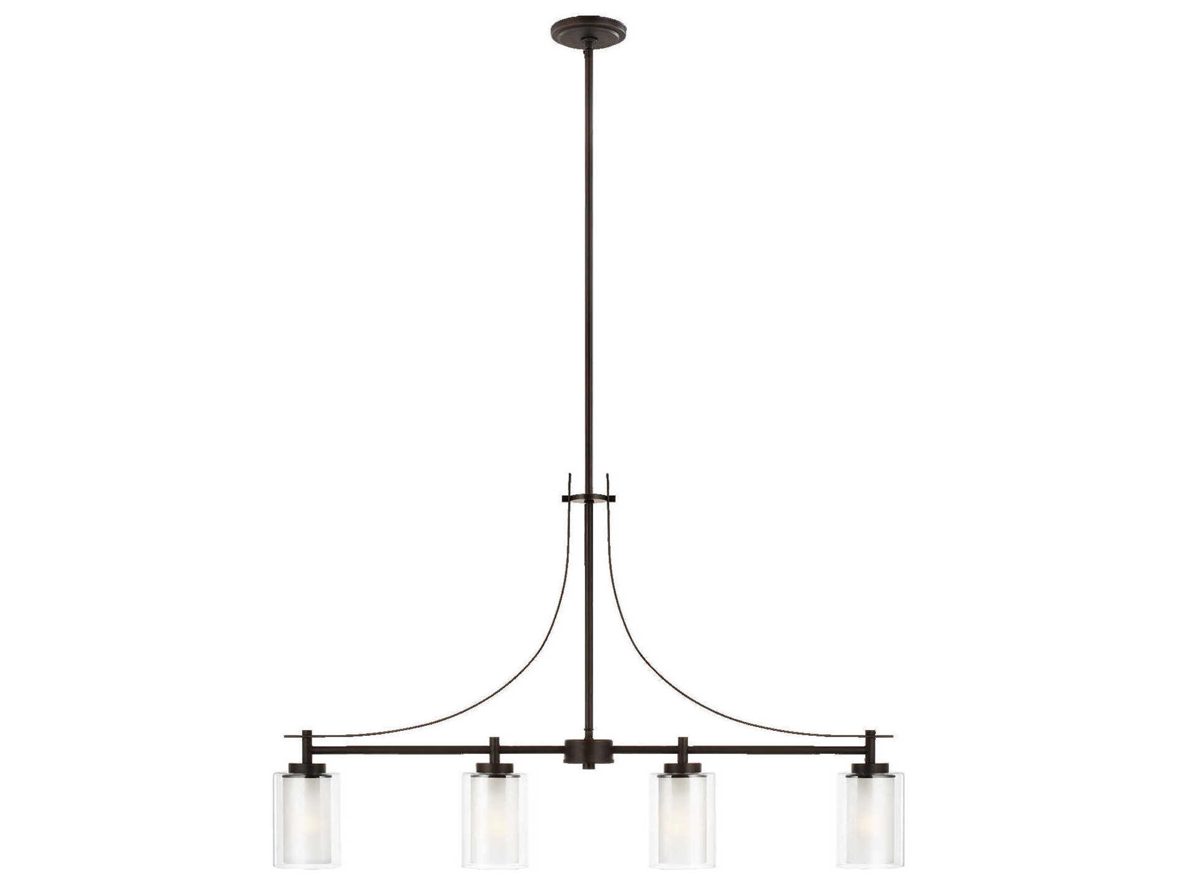 Generation Lighting Elmwood Park 4-Light Bronze Glass Cylinder Round Island Pendant