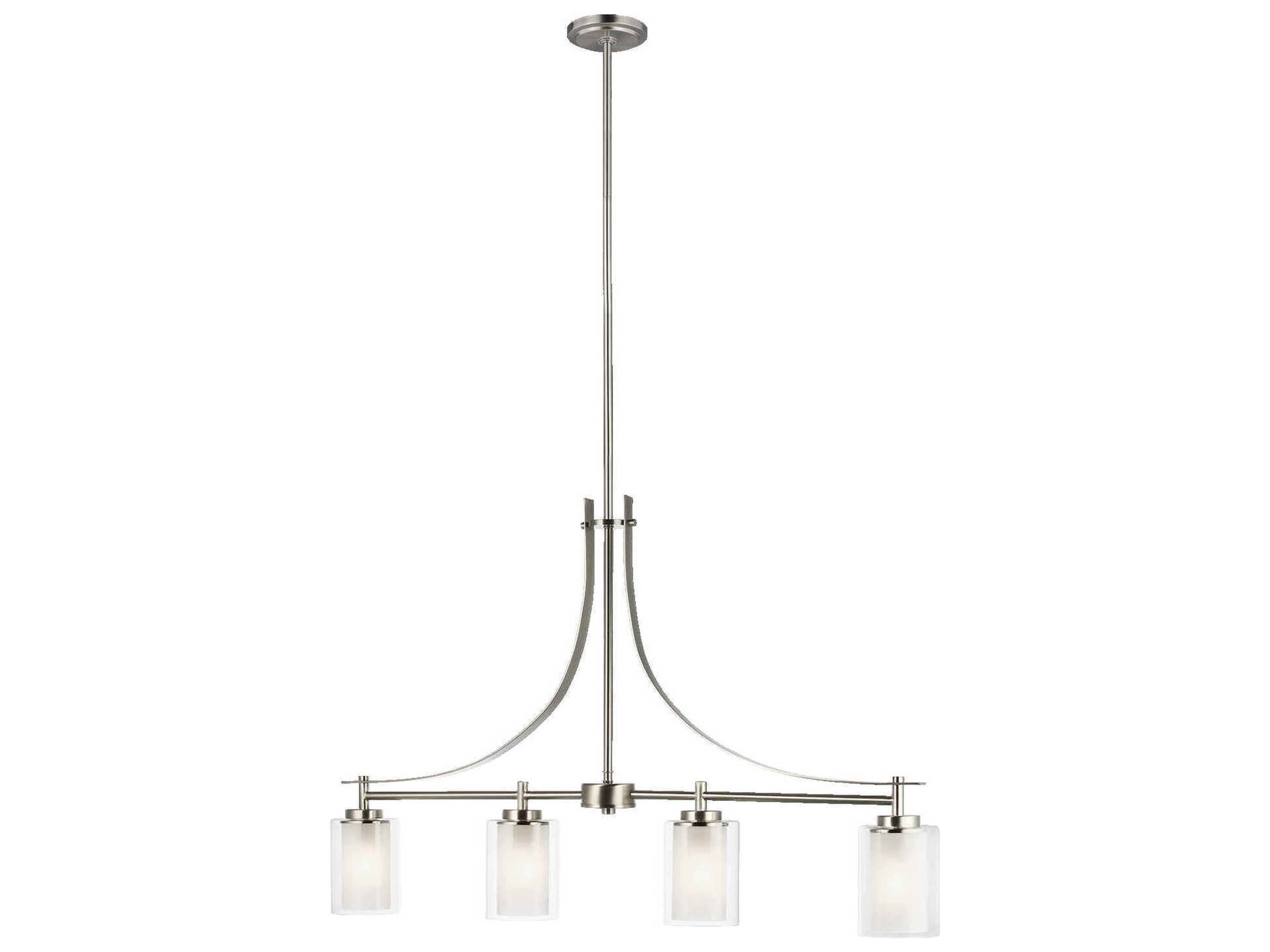 Generation Lighting Elmwood Park 4-Light Brushed Nickel Glass Cylinder Island Pendant