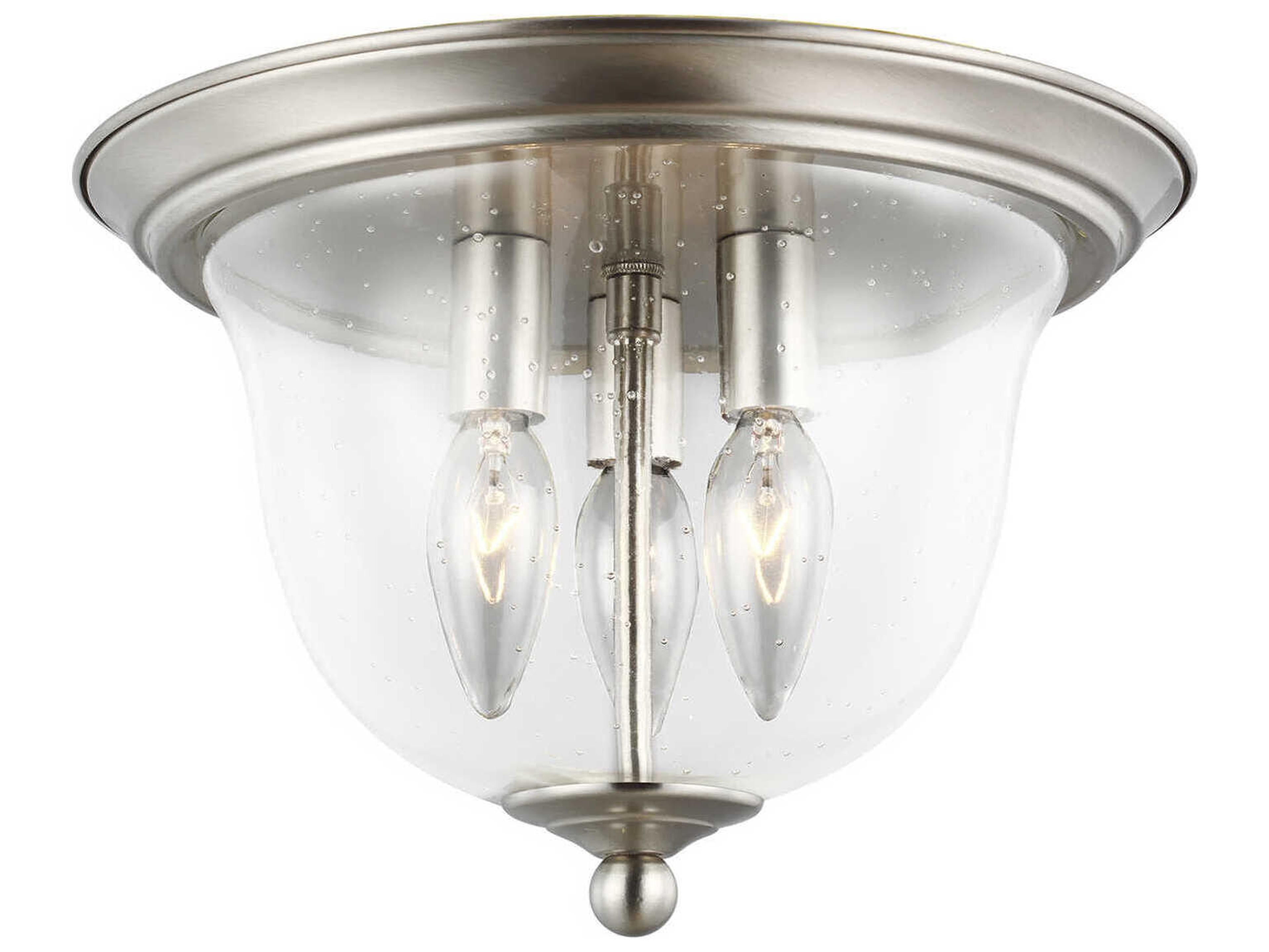 Generation Lighting Belton 3-Light Brushed Nickel Glass Flush Mount