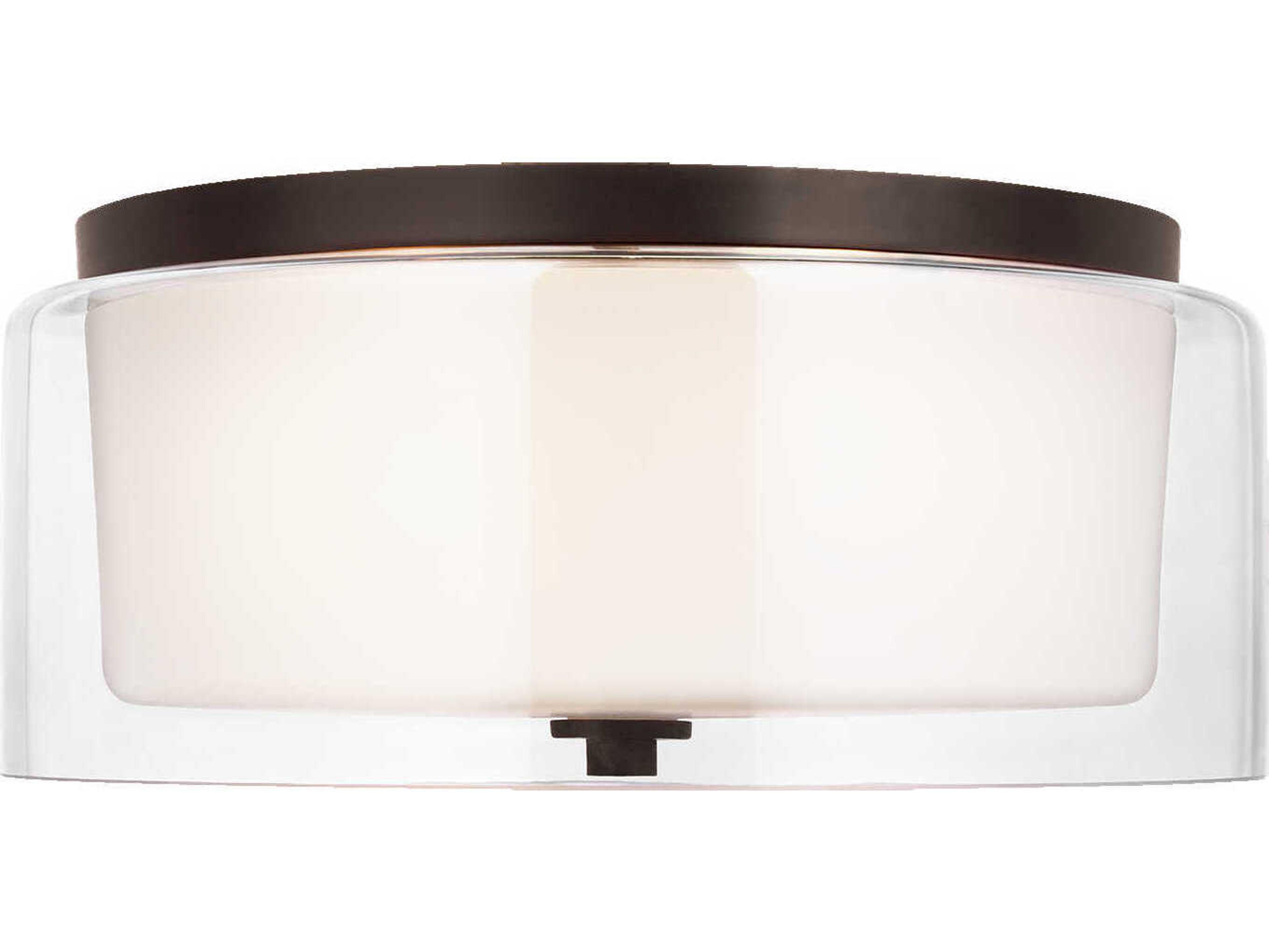 Generation Lighting Elmwood Park 2-Light Bronze Glass Drum Flush Mount
