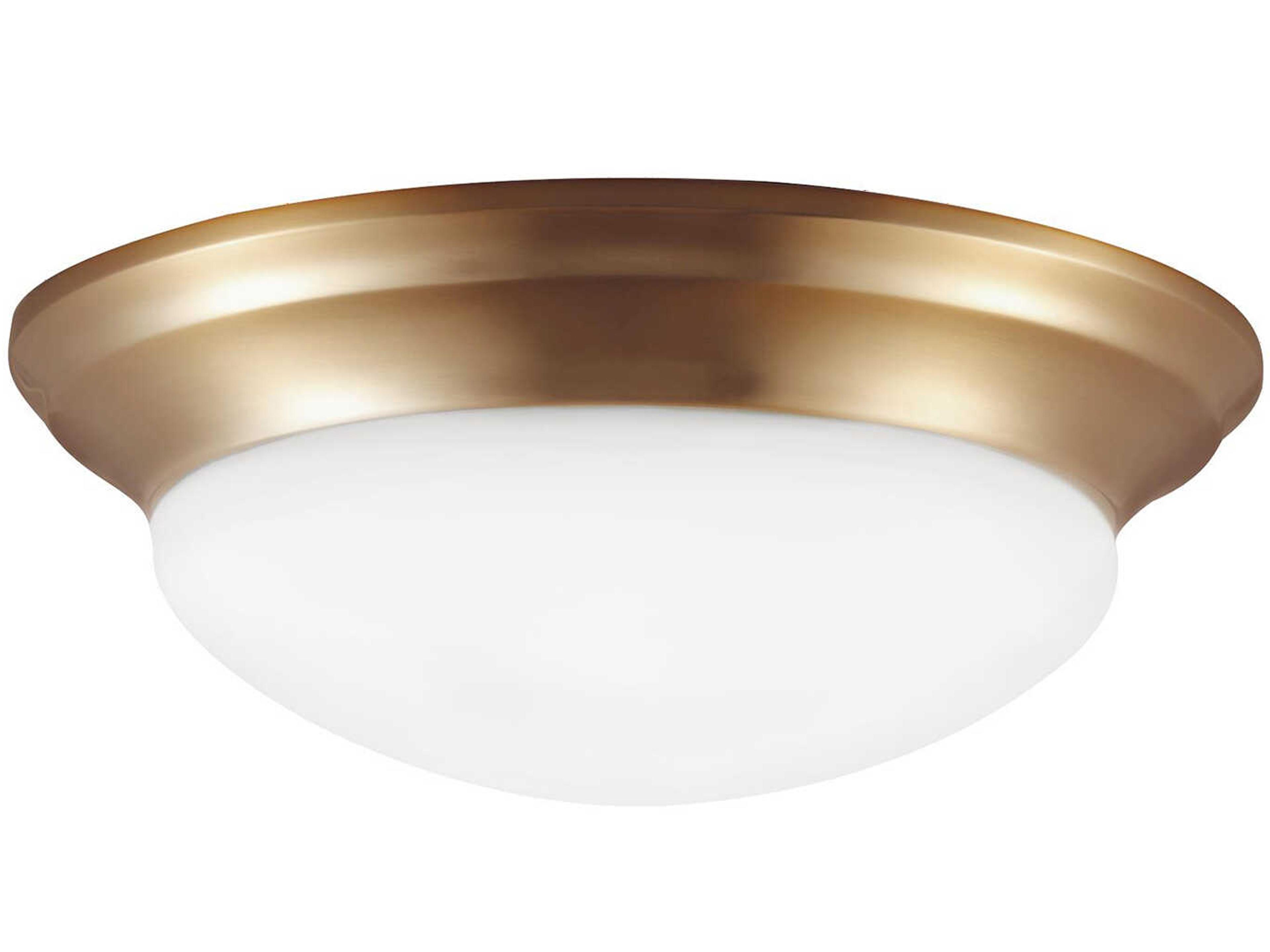 Generation Lighting Nash 1-Light Satin Brass Glass Bowl Flush Mount