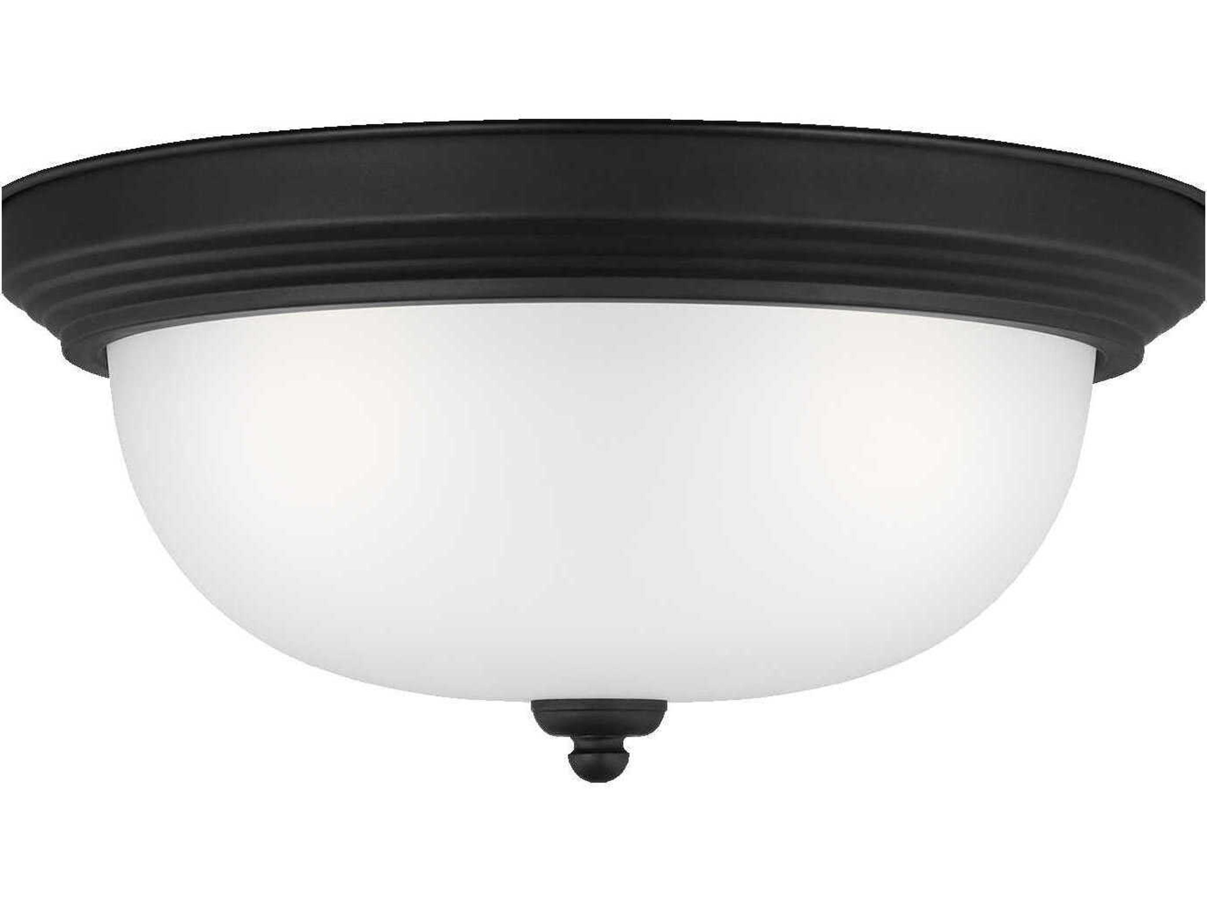 Generation Lighting Geary 3-Light Midnight Black Glass Bowl Flush Mount