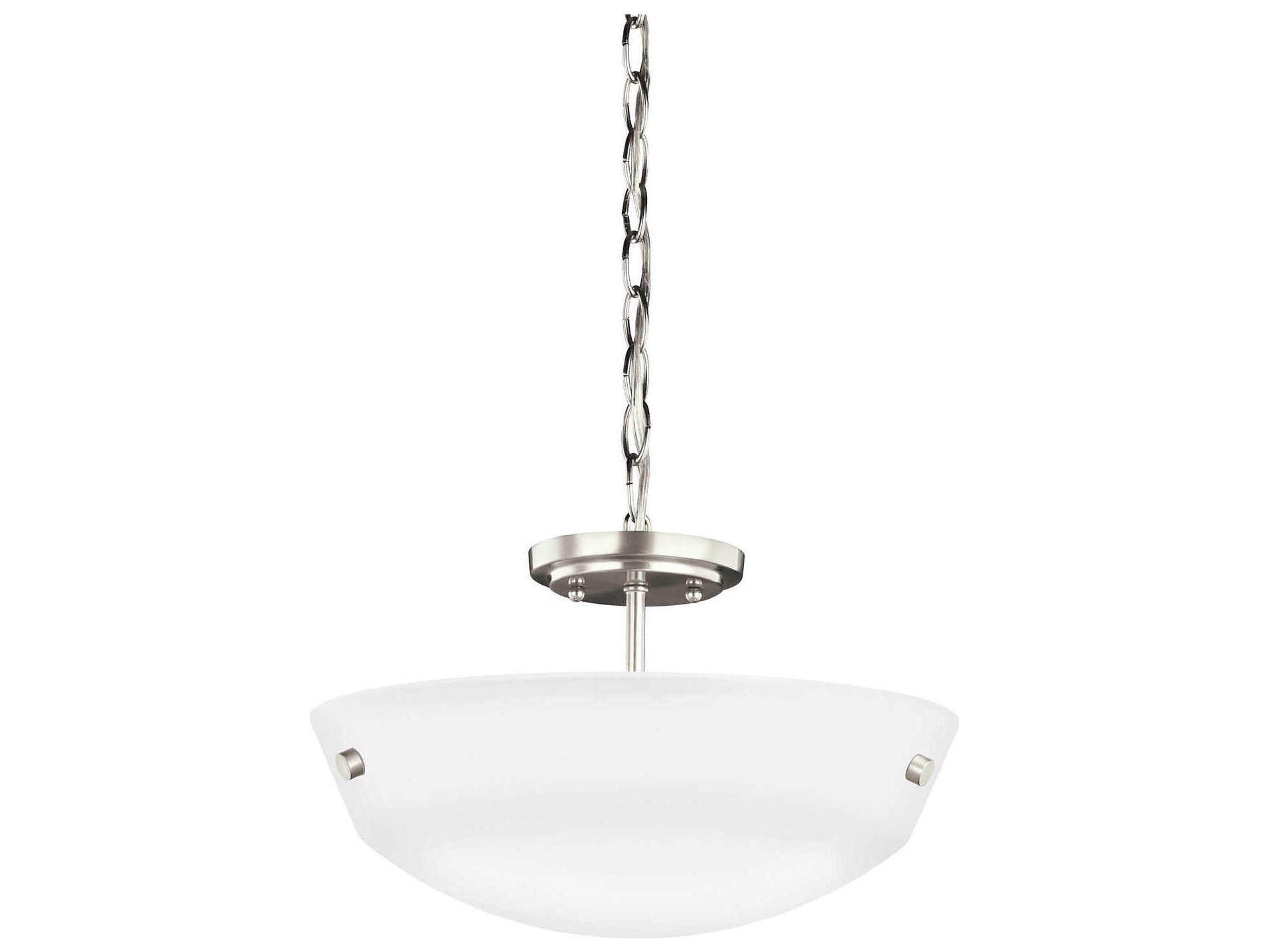 Generation Lighting Kerrville 2-Light Brushed Nickel Glass Bowl Pendant