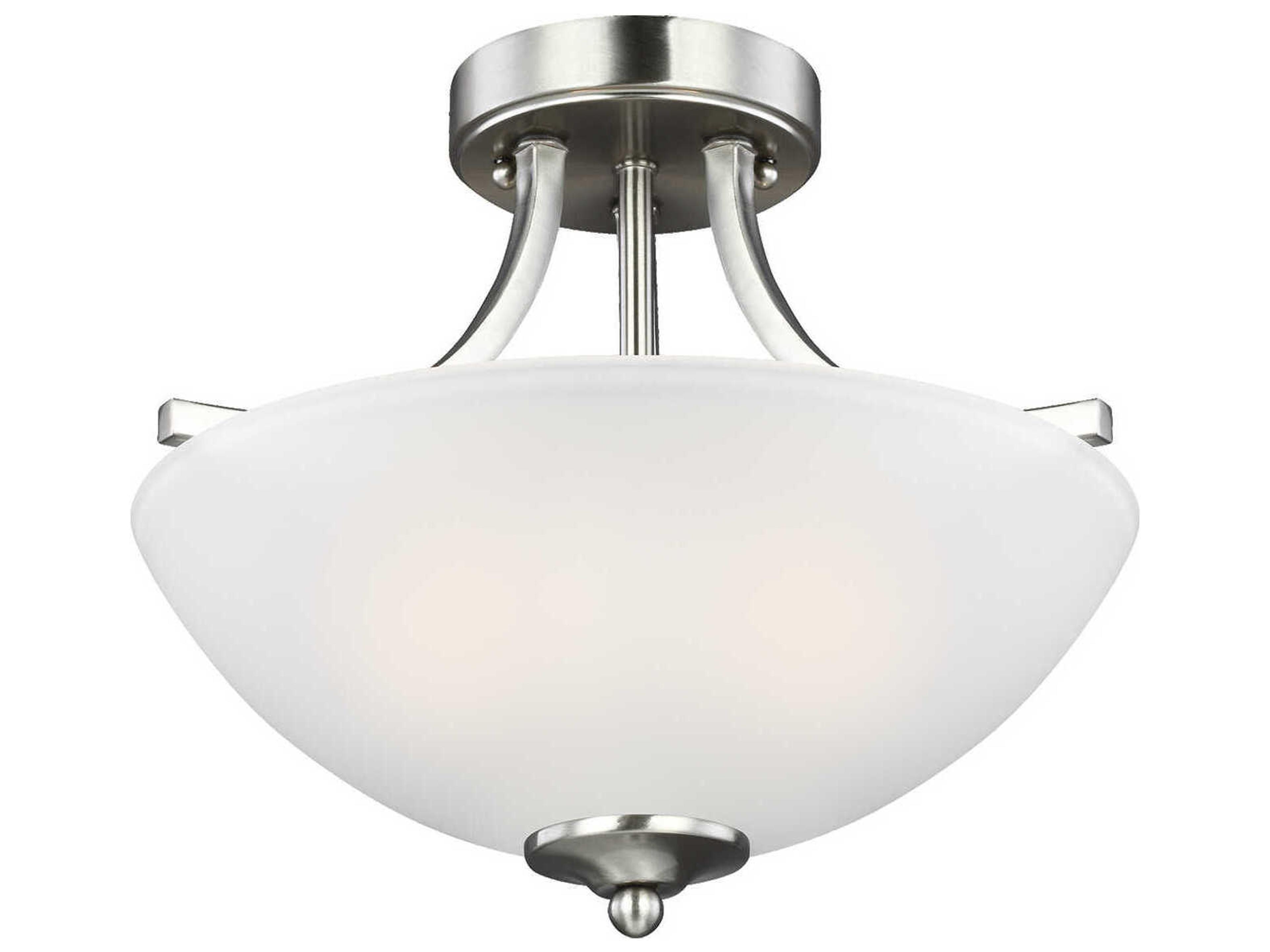 Generation Lighting Geary 2-Light Brushed Nickel Glass Bowl Semi Flush Mount
