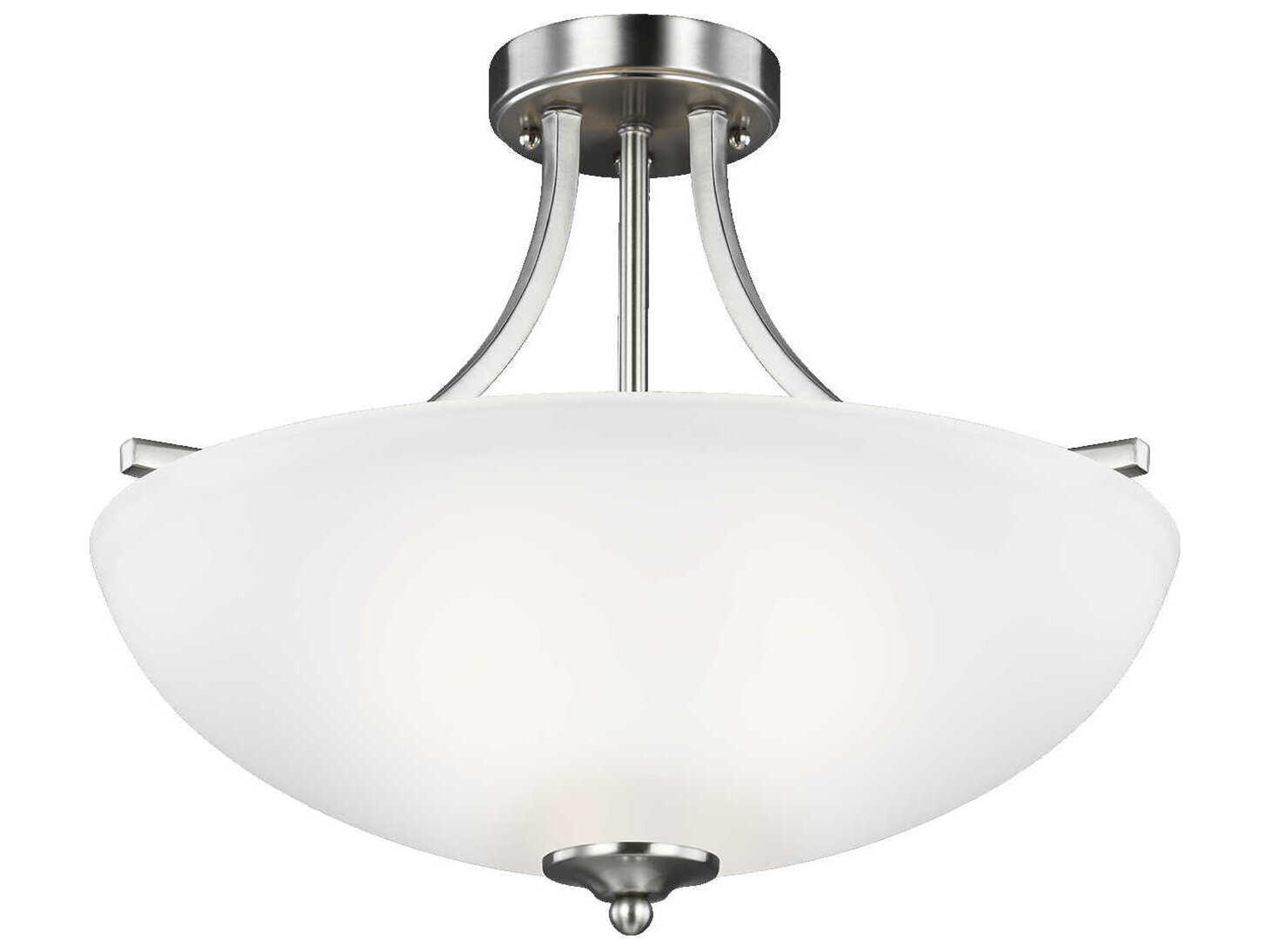 Generation Lighting Geary 3-Light Brushed Nickel Glass Bowl Semi Flush Mount