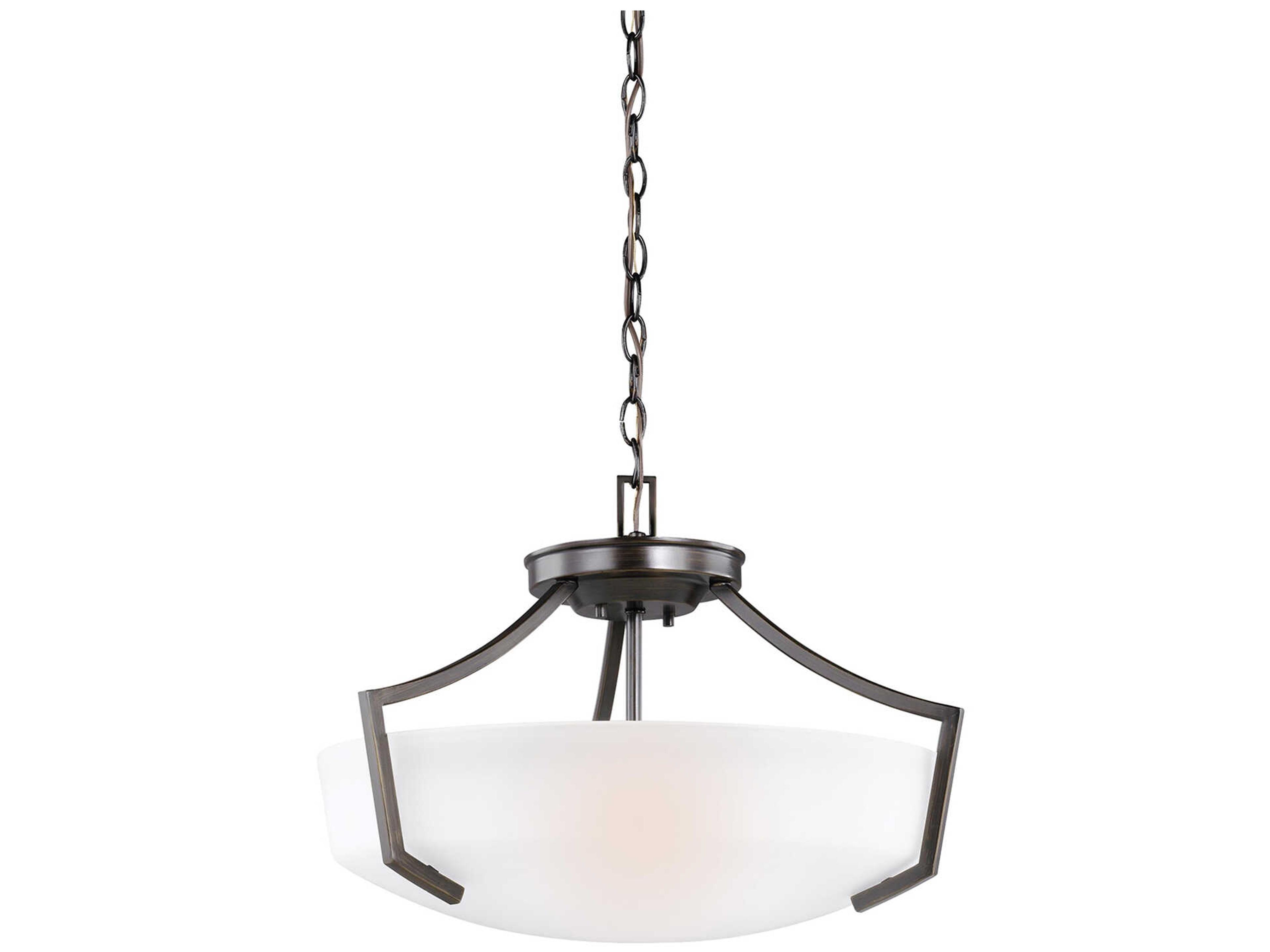 Generation Lighting Hanford 3-Light Bronze Glass Bowl Pendant