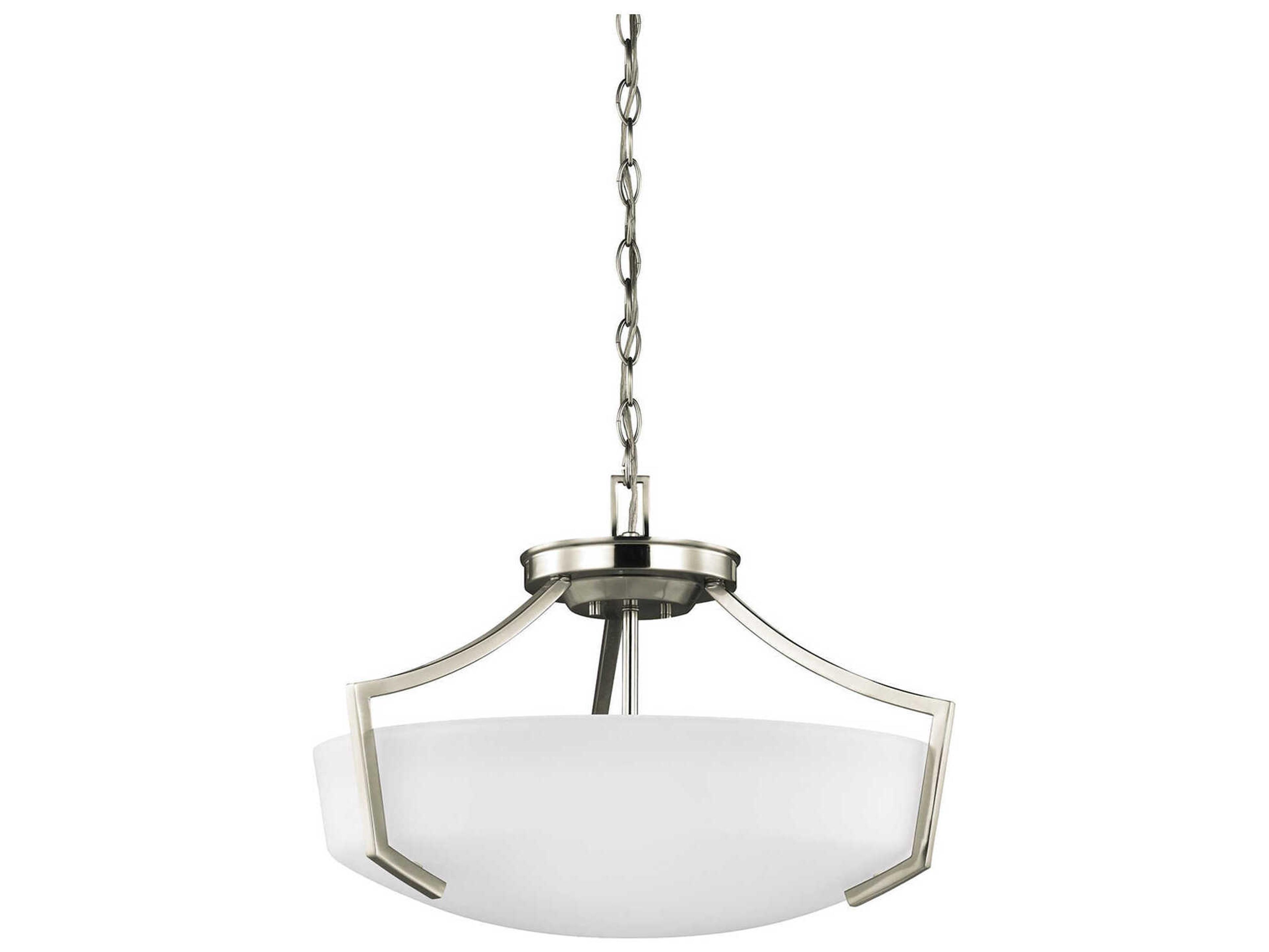 Generation Lighting Hanford 3-Light Brushed Nickel Glass Bowl Pendant