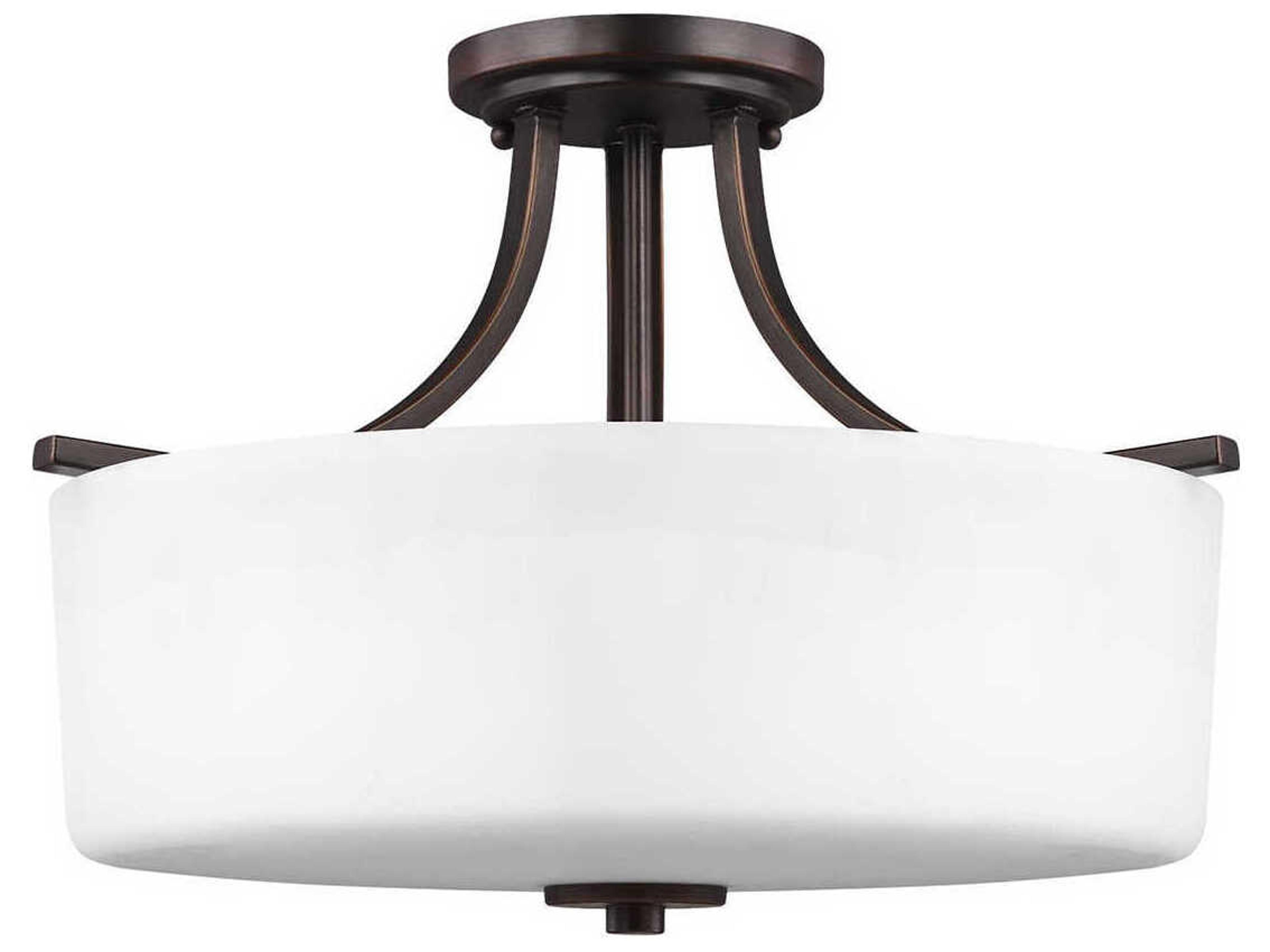 Generation Lighting Canfield 3-Light Bronze Glass Semi Flush Mount